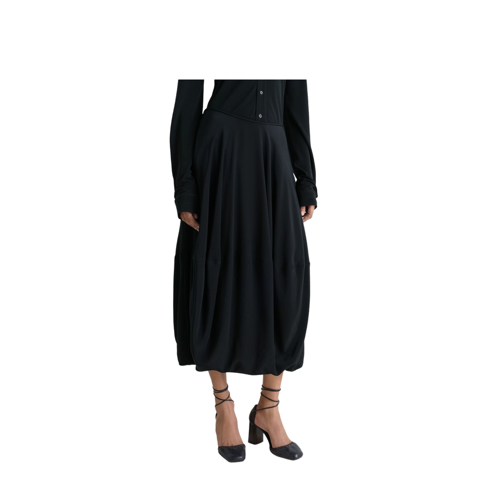 Balloon Skirt Silk Crepe de Chine Black