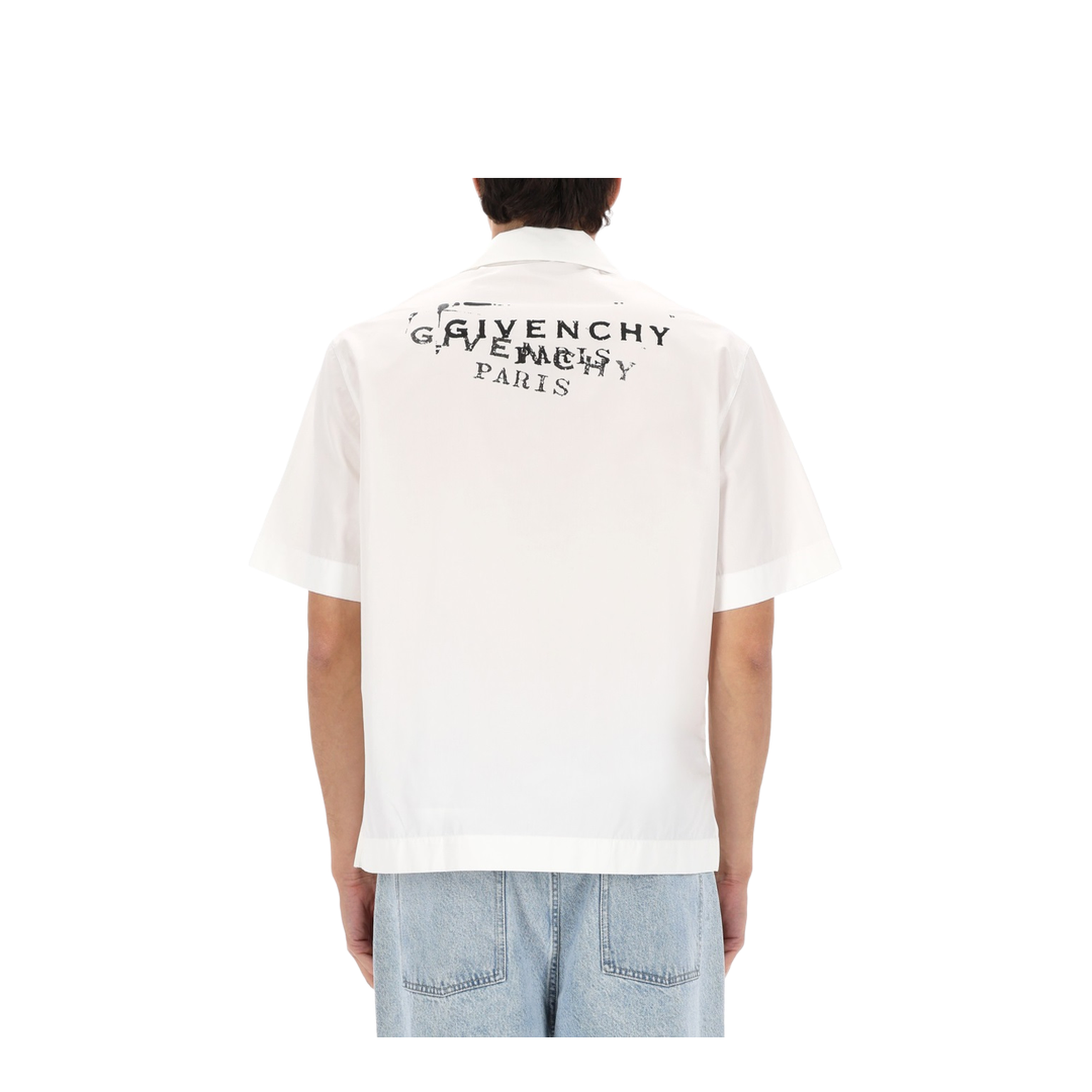 White Poplin Shirt with Logo Print