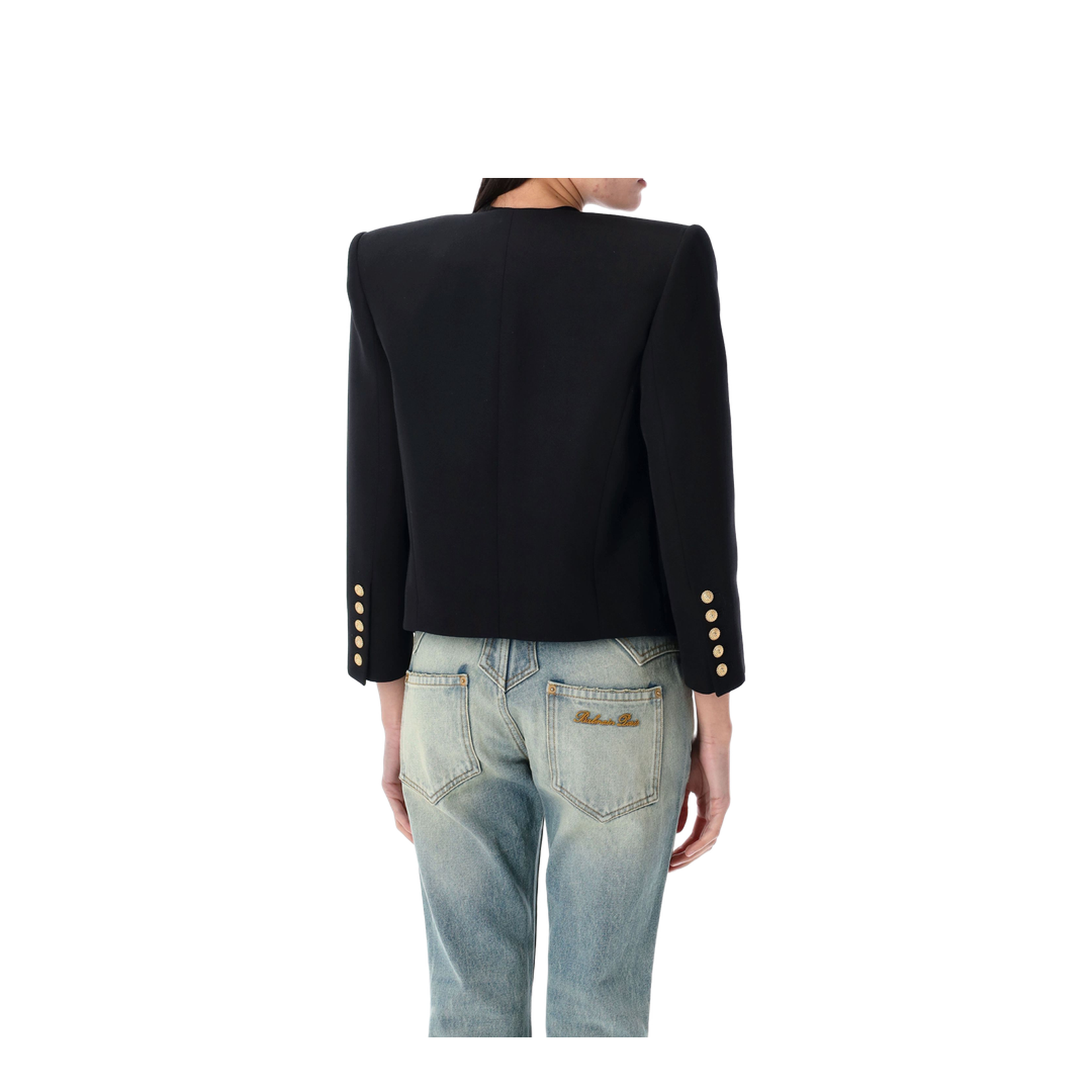 Cropped Grain de Poudre Edge-to-Edge Jacket with 6 Buttons