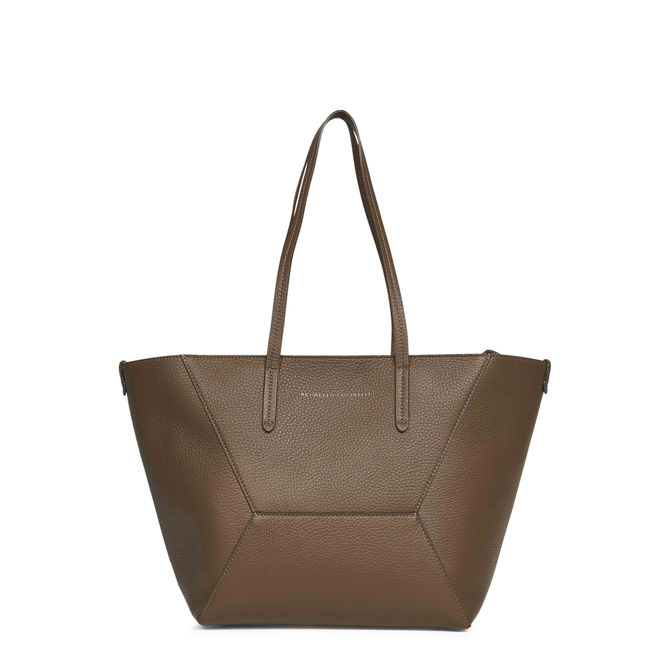 Duo Medium Leather Tote Bag - Brown