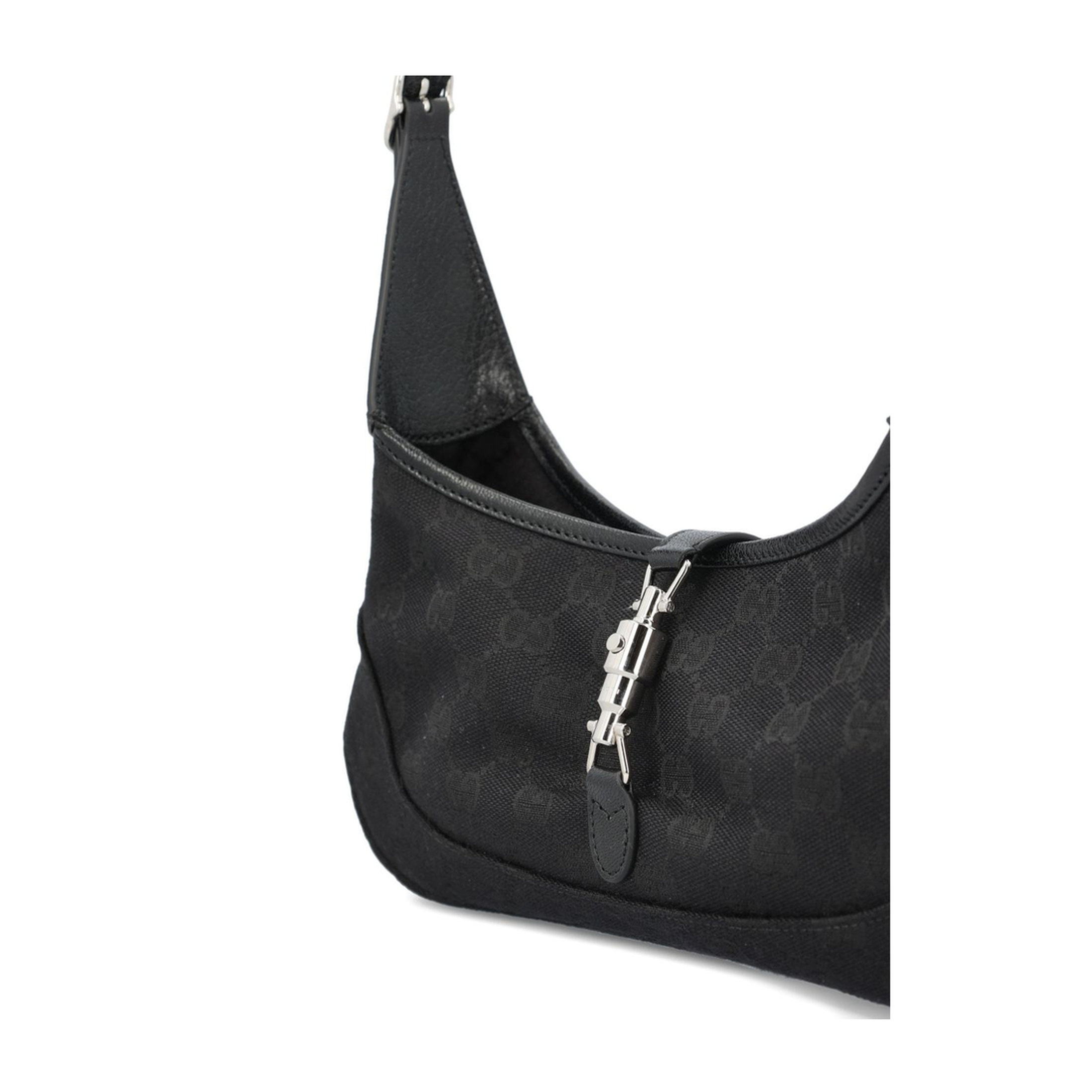 Jackie Slim Medium Canvas Shoulder Bag - Black