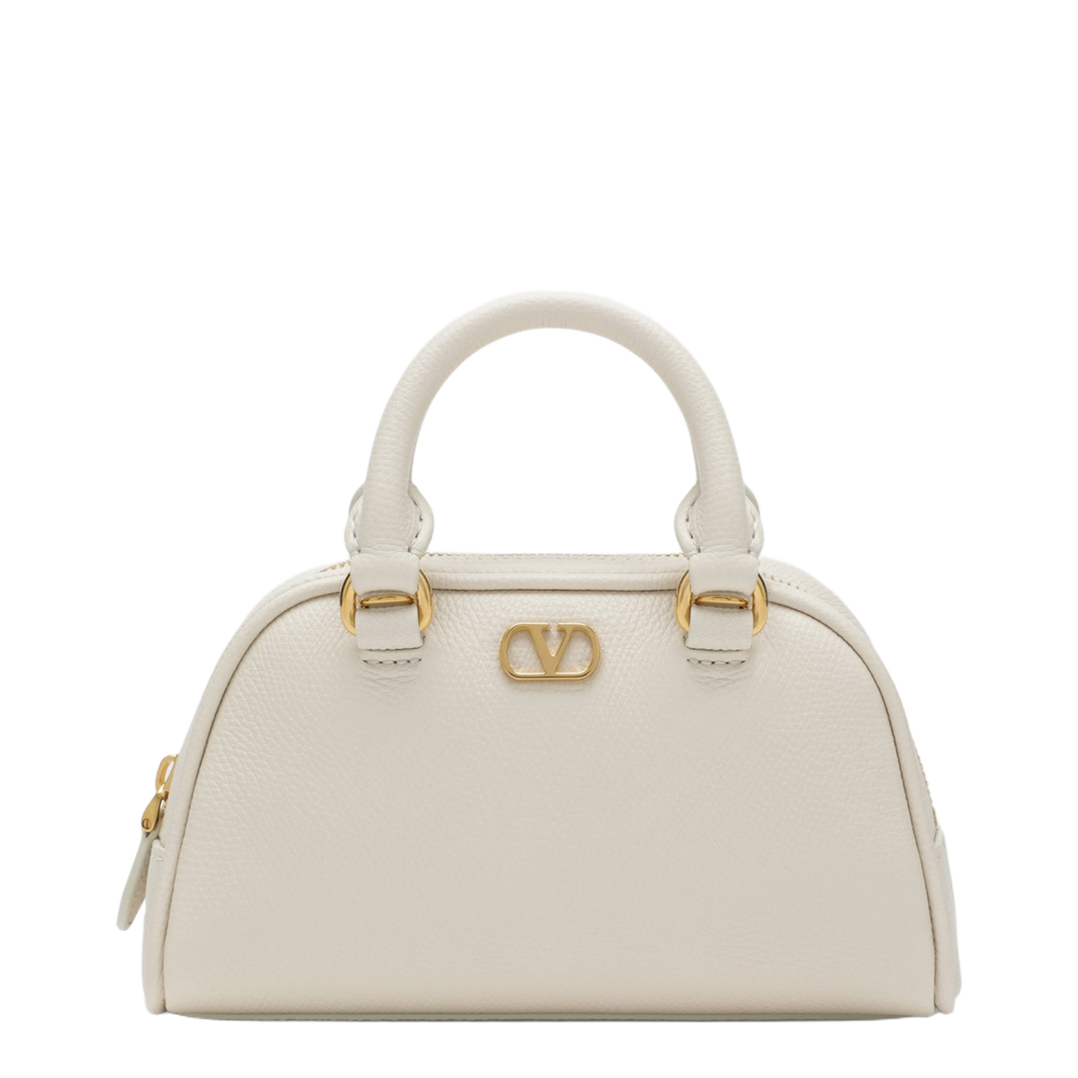 Ivory VLogo Signature Mini Duffle Bag in Grained Calfskin