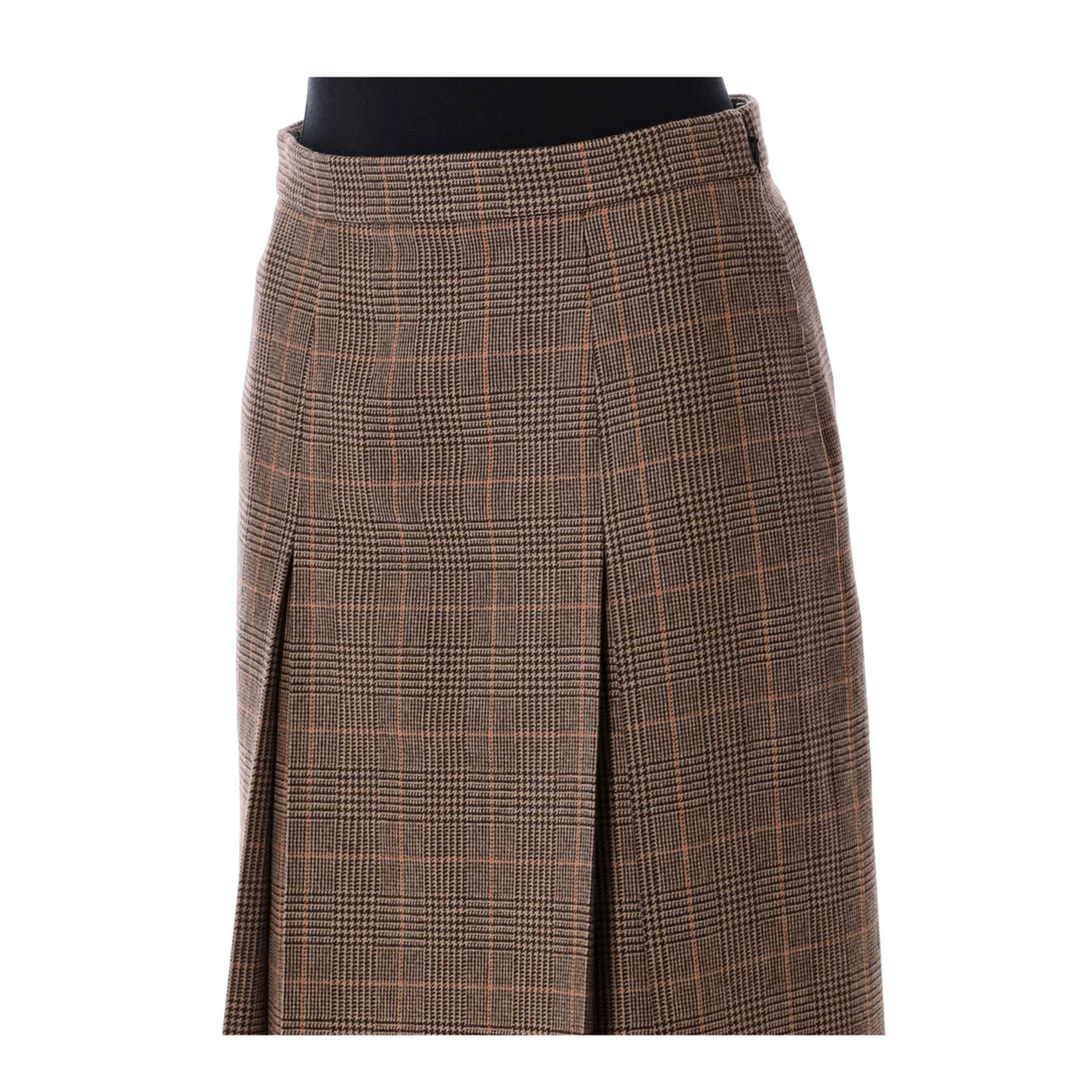 Midi Skirt in Prince of Wales Wool and Cashmere