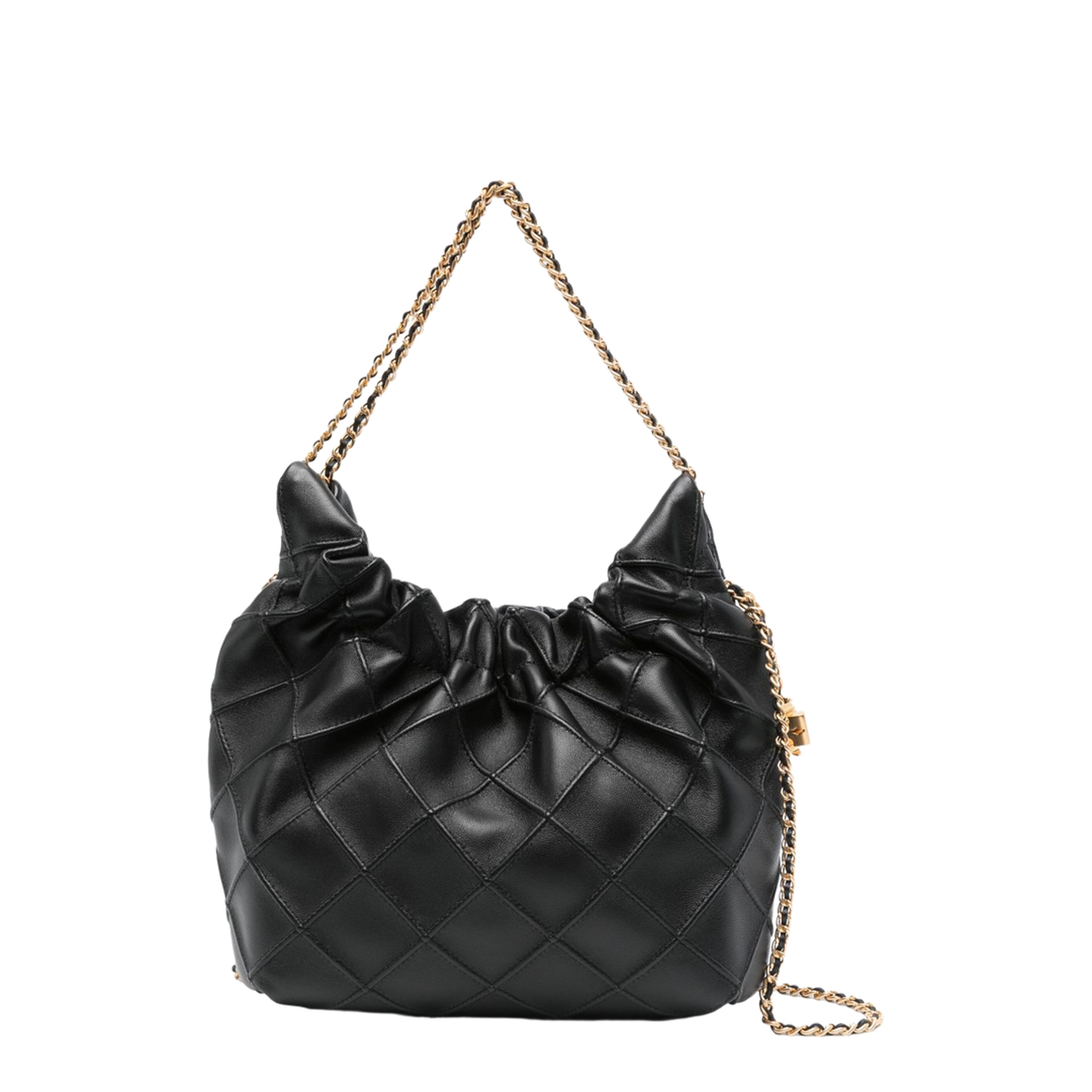 Fleming Mini Leather Hobo Bag - Black