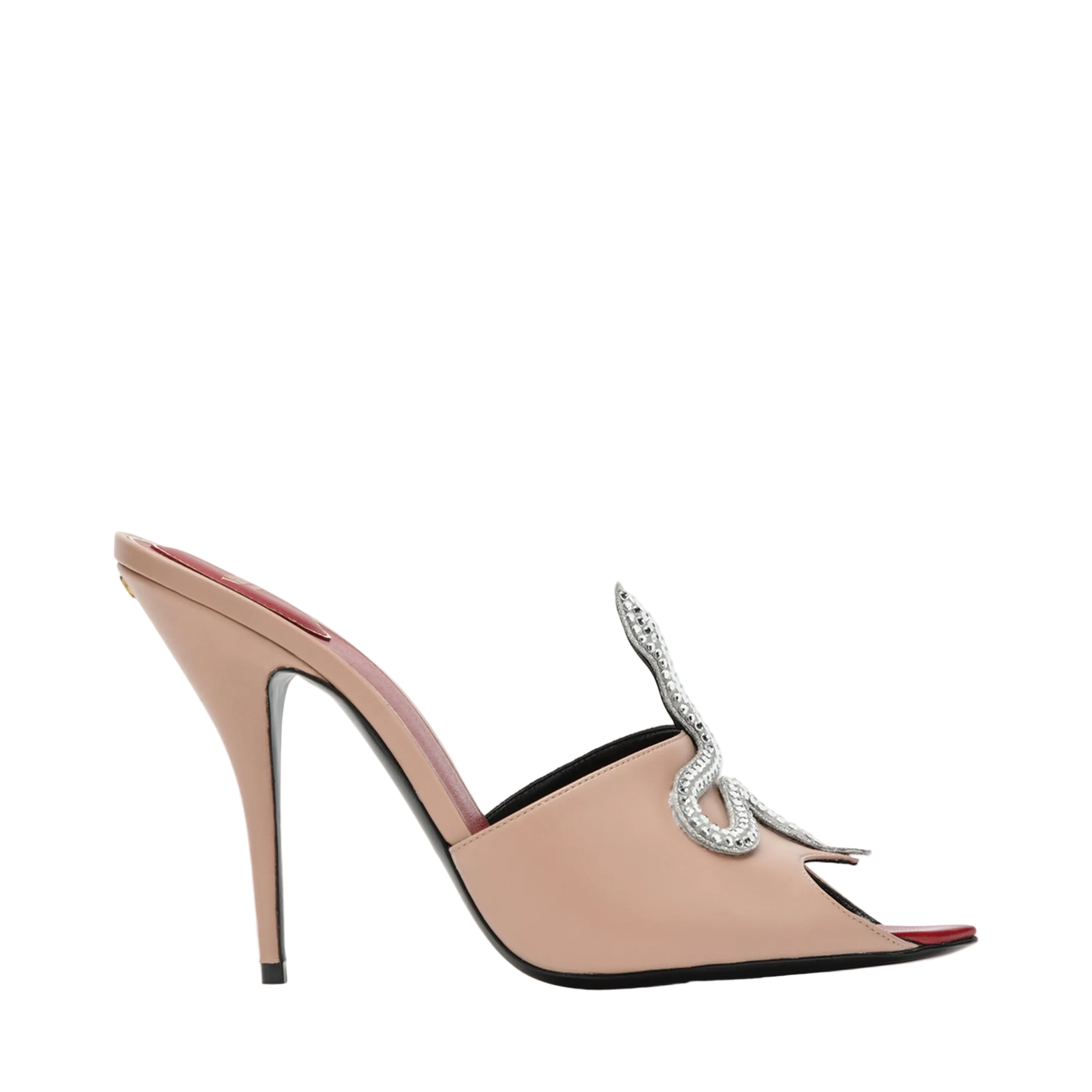 Powder Pink Slide Sandal Coeur Vipère In Kidskin