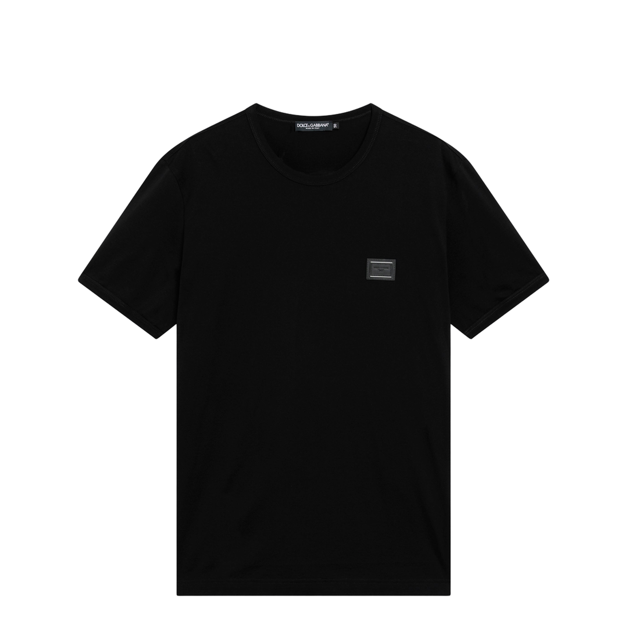 MAYFEYR - Dolce & Gabbana - Cotton T-Shirt With Logo Plaque In Black - G8PV1TG7Q1QN0000