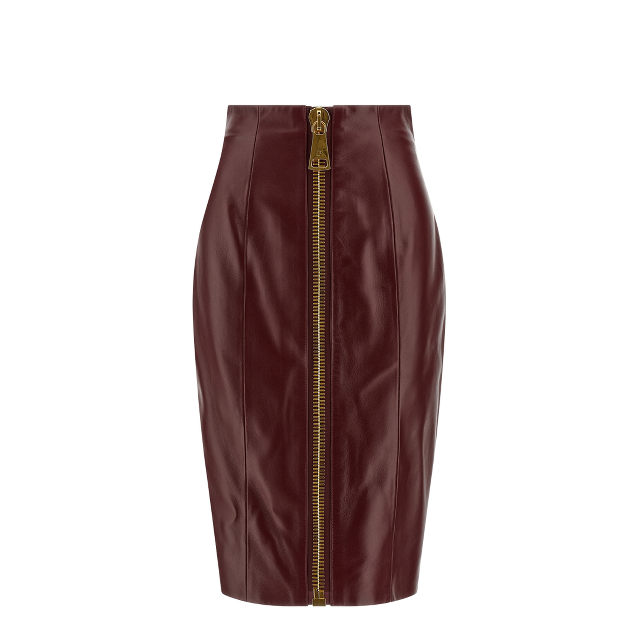 Lambskin Leather Pencil Skirt Maroon