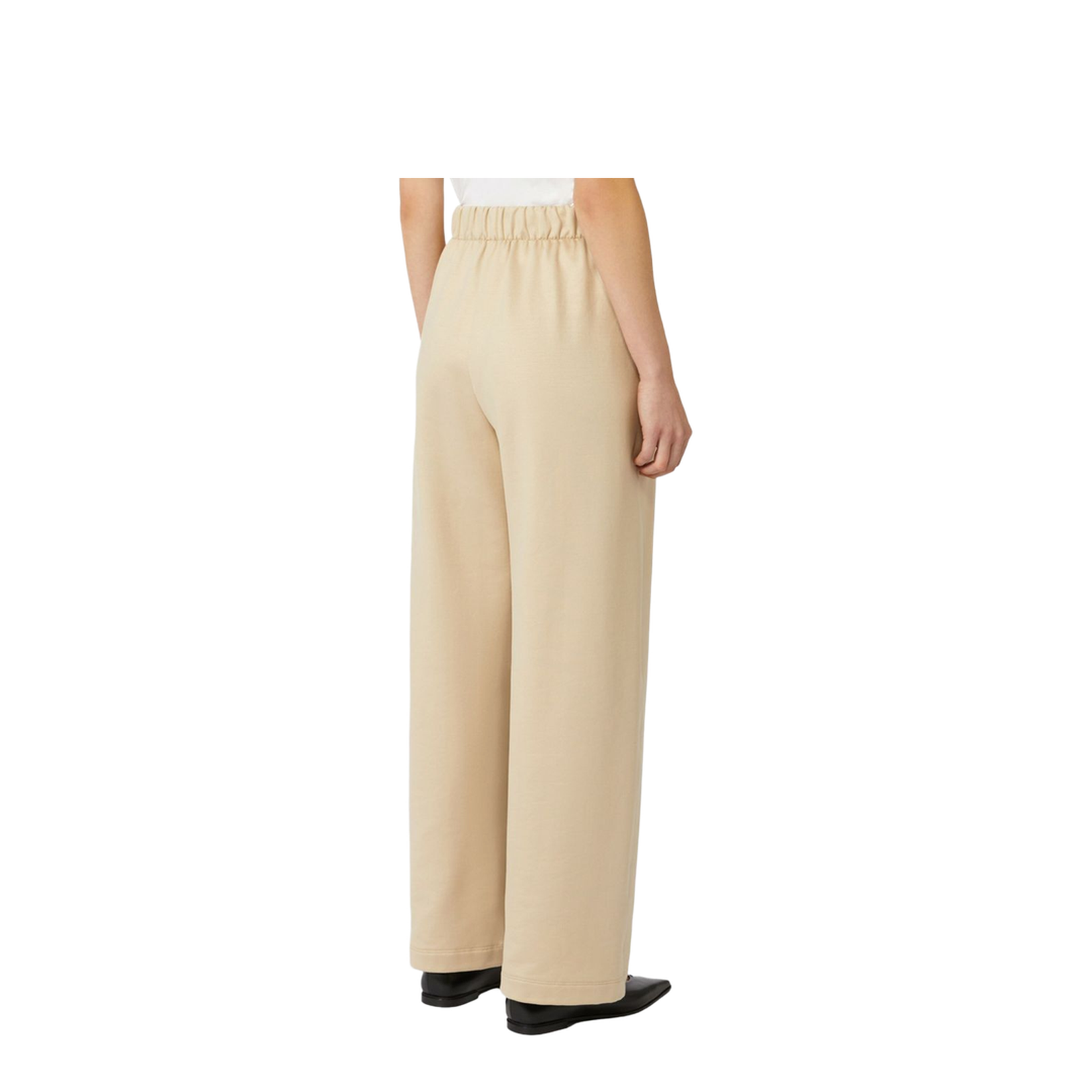 Caramel Beige Silk Elasticated Waistband Straight Hem