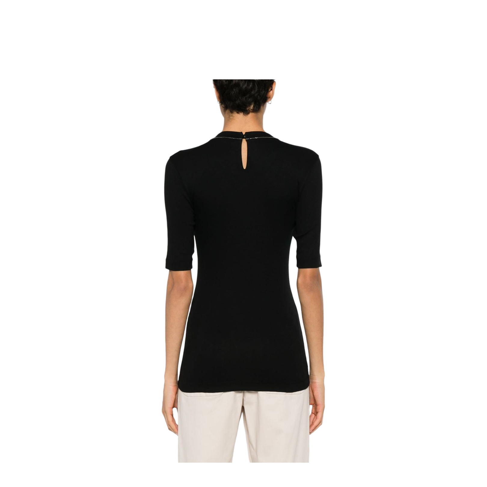 Stretch Cotton Ribbed Jersey T-Shirt