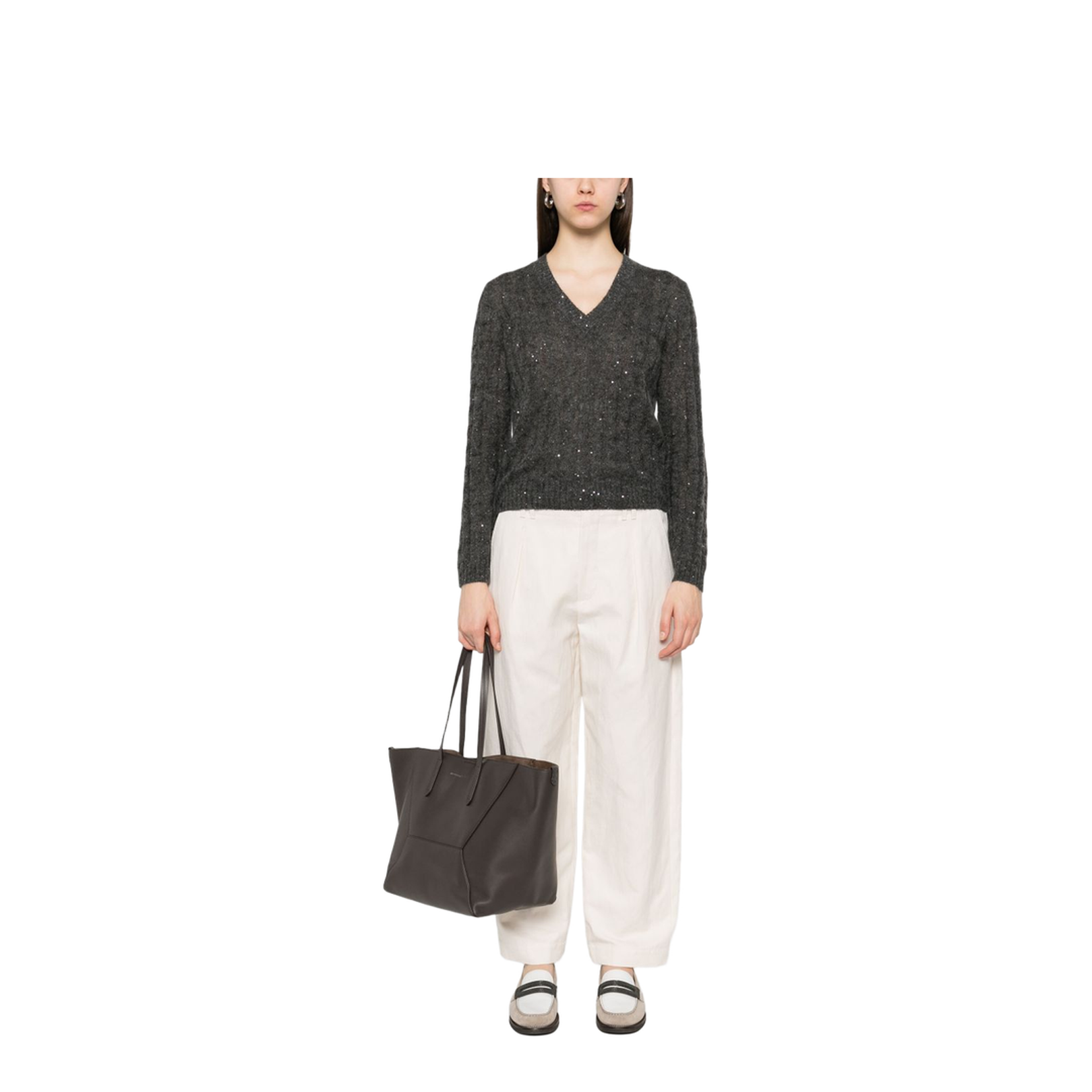 V-Neck Cable Pullover