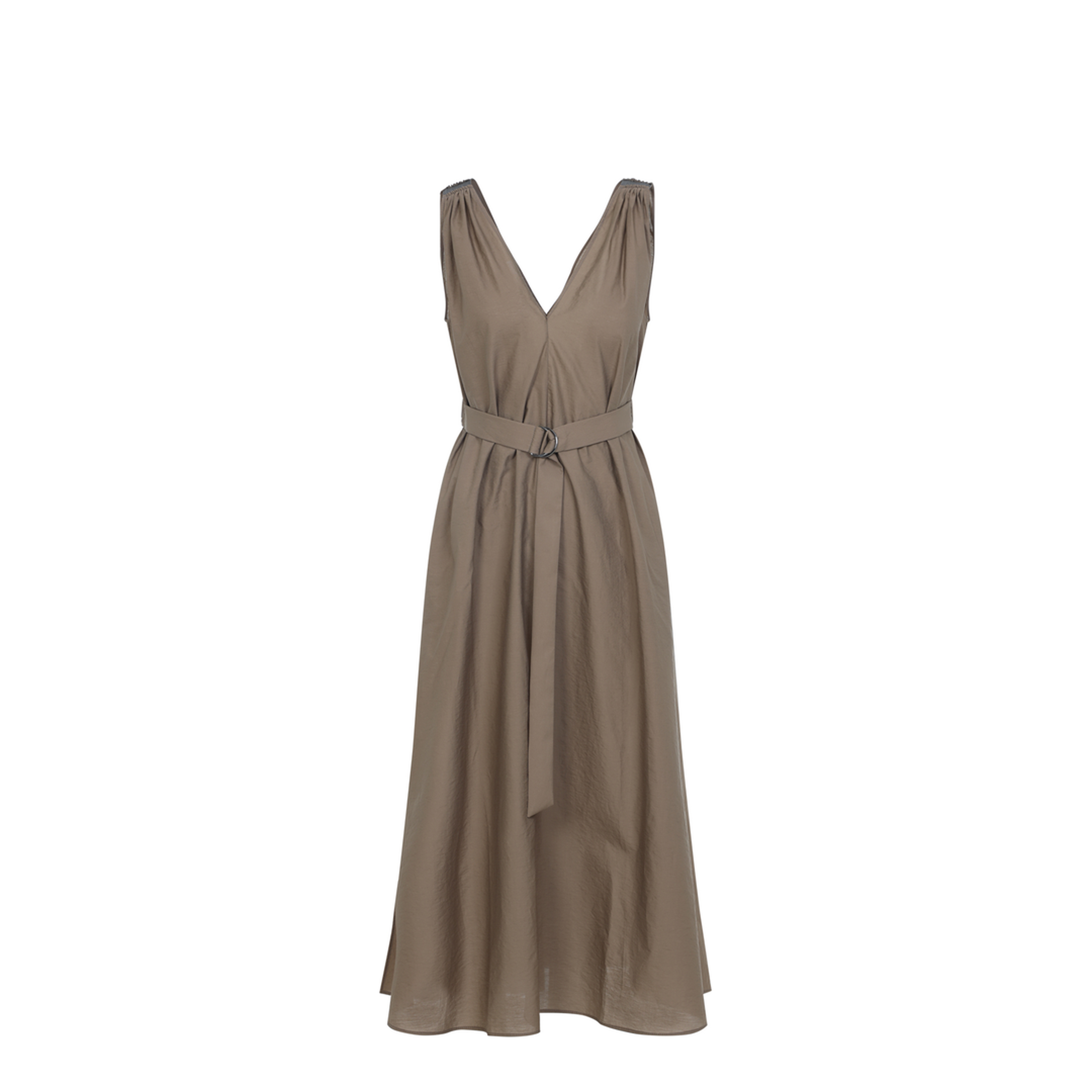 Techno Cotton Poplin Dress Brown