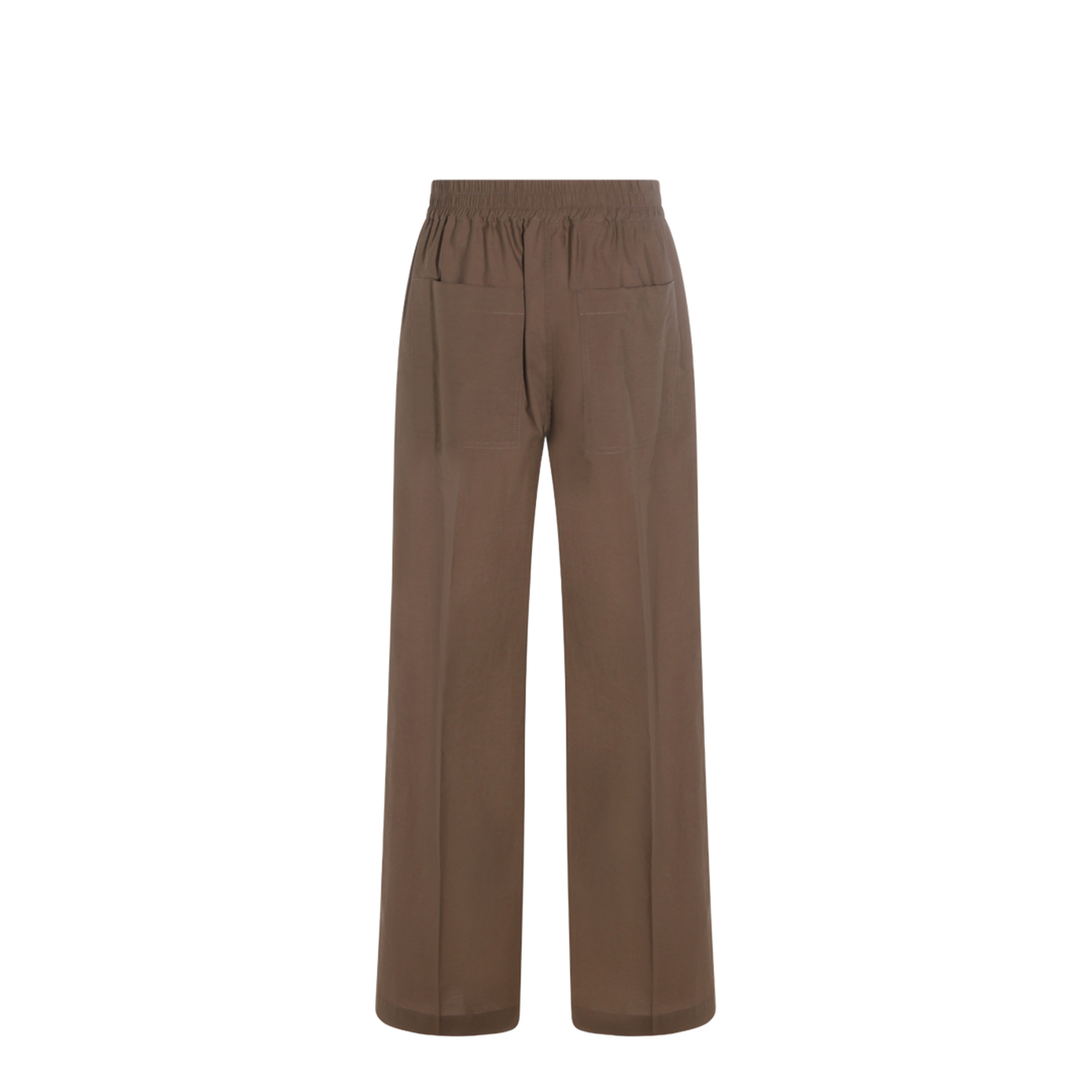 Wide-leg Trousers in Cotton and Nylon Poplin with Elasticated Waistband