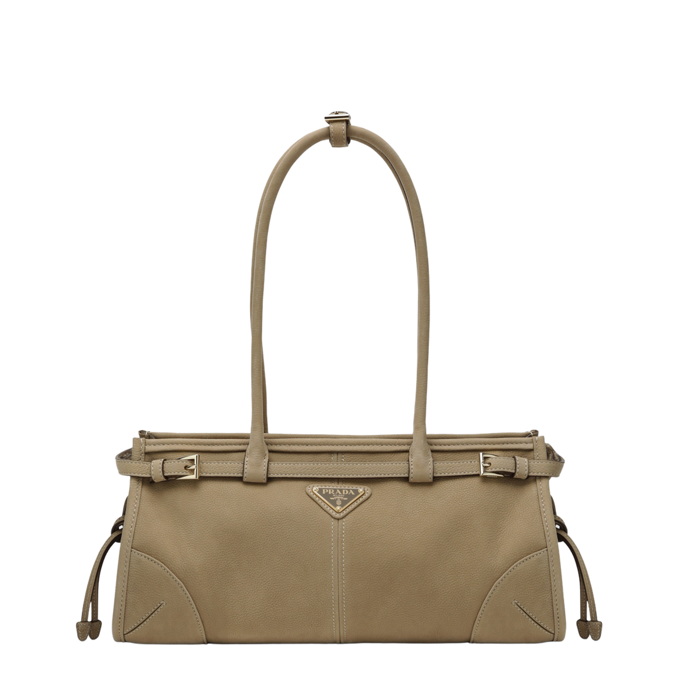 MAYFEYR - Prada - Bonnie Medium Handbag In Beige Nubuck Leather - 1BA426MOM2GB8F0F24