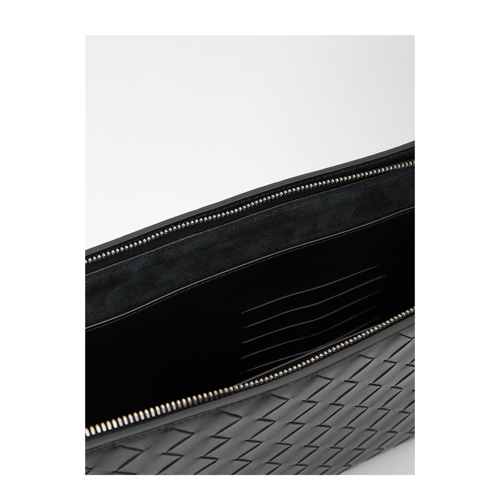 Intrecciato Leather Pouch - Black