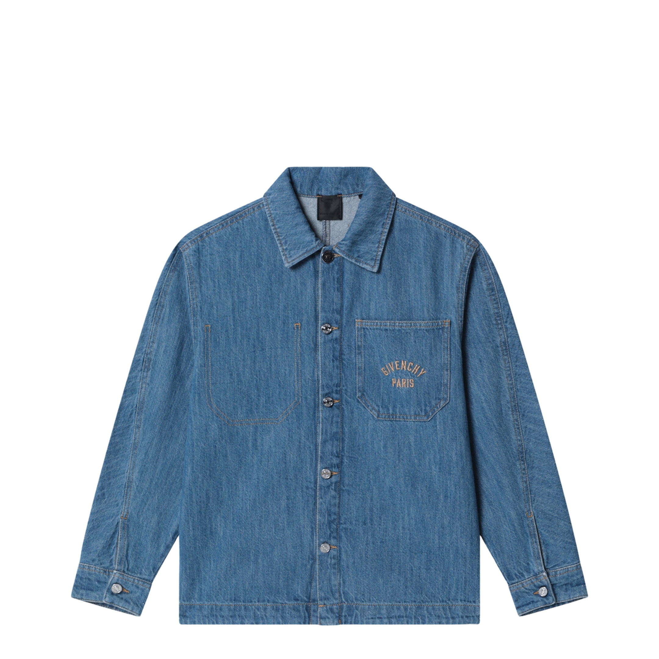 Blue Denim Shirt with Logo Embroidery