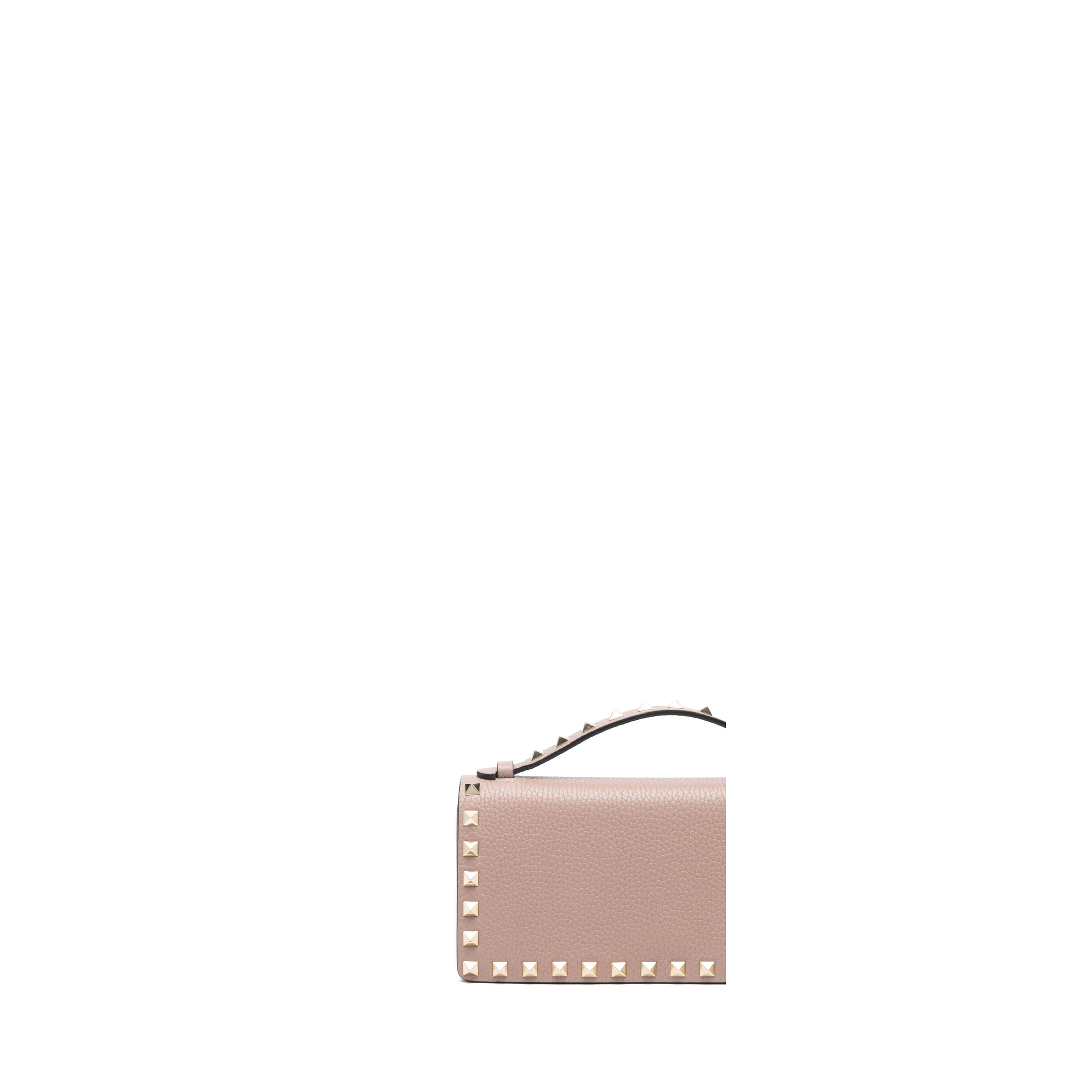 Rockstud Leather Wallet on Chain
