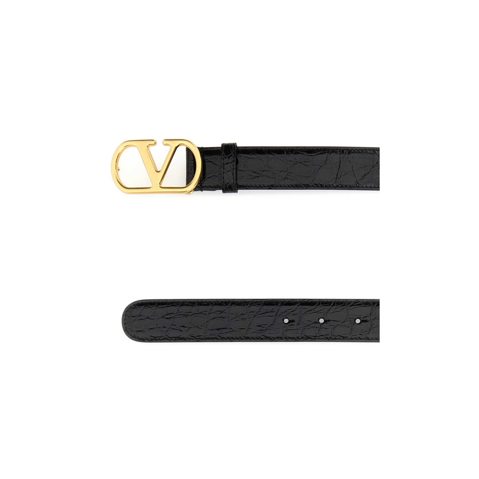 Black Leather Vlogo Belt