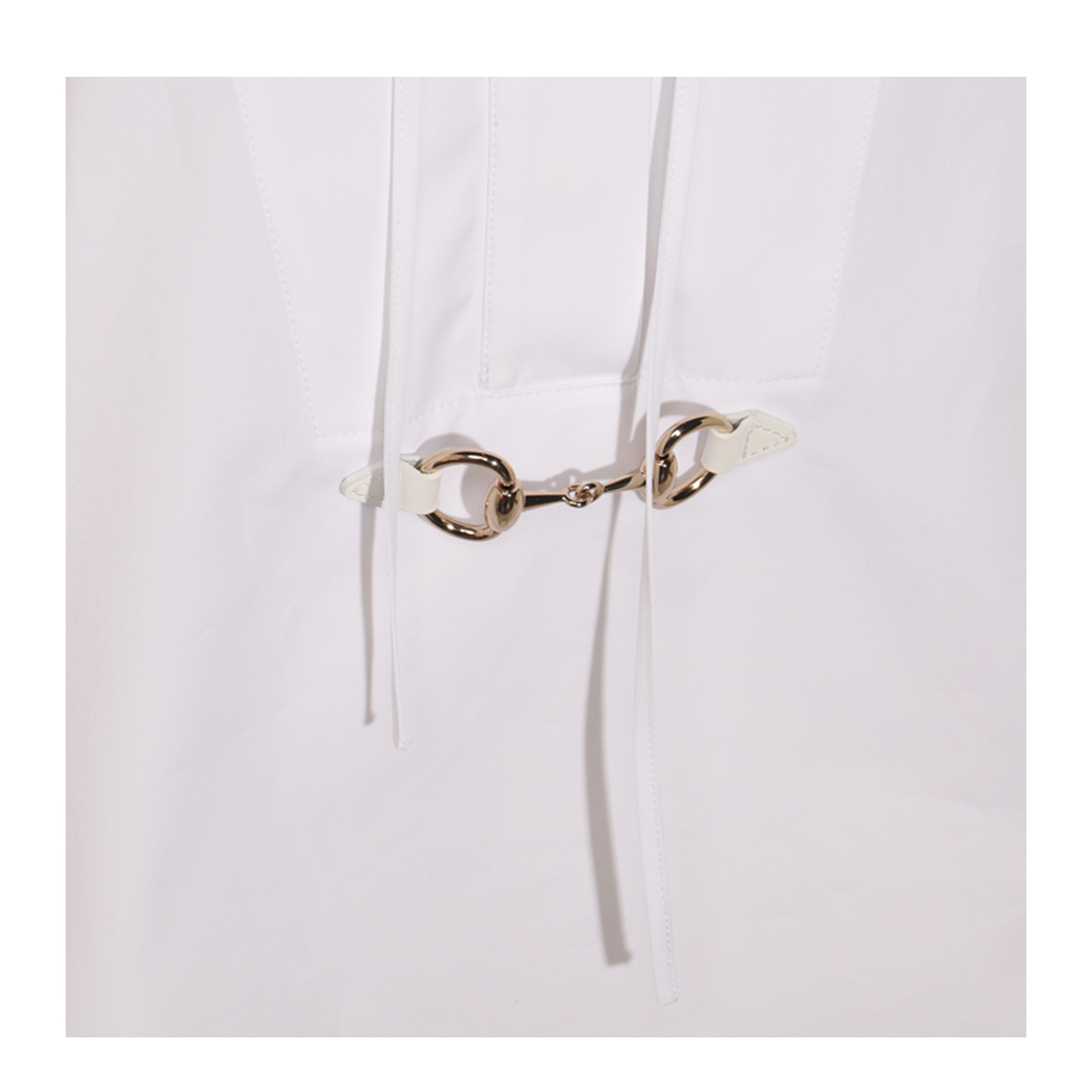 Cotton Poplin Shirt with Horsebit in White
