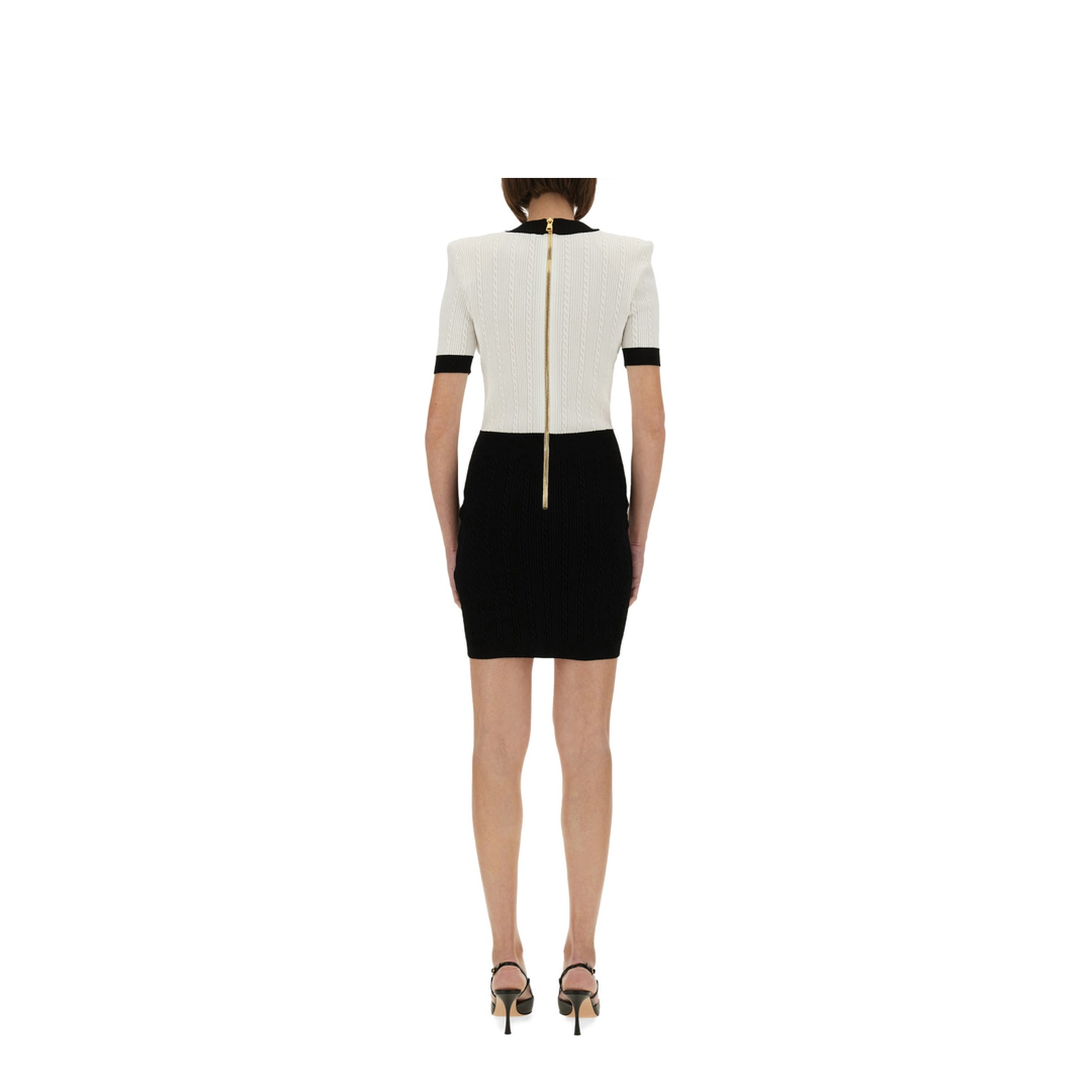 Two-tone cable-knit bodycon dress