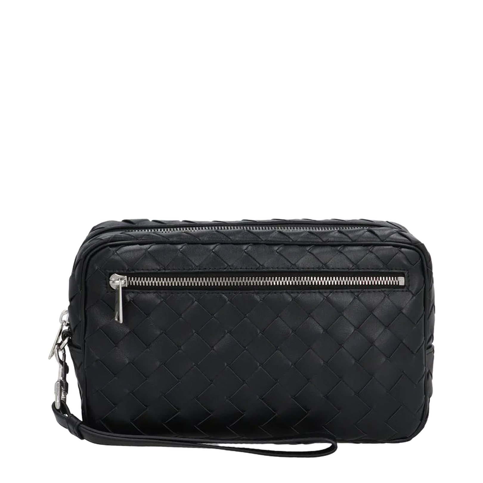 Intrecciato Leather Pouch - Black