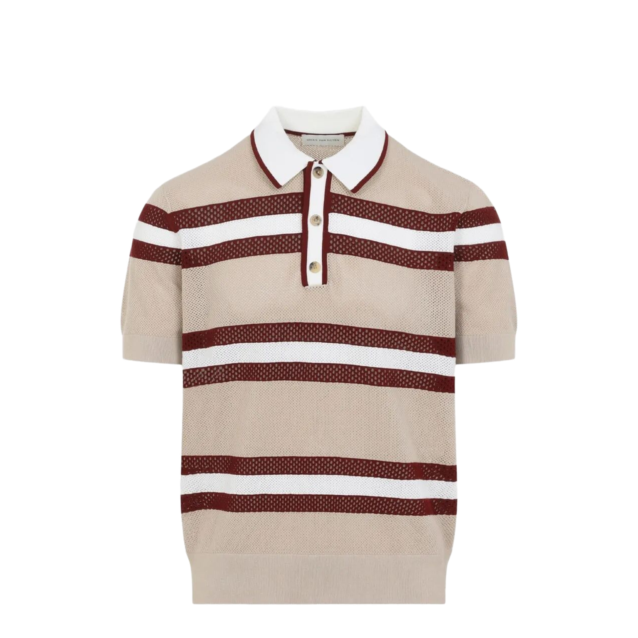 MAYFEYR - Dries Van Noten - Mercy Viscose Mesh Tricolor Striped Polo Shirt - 0212183701