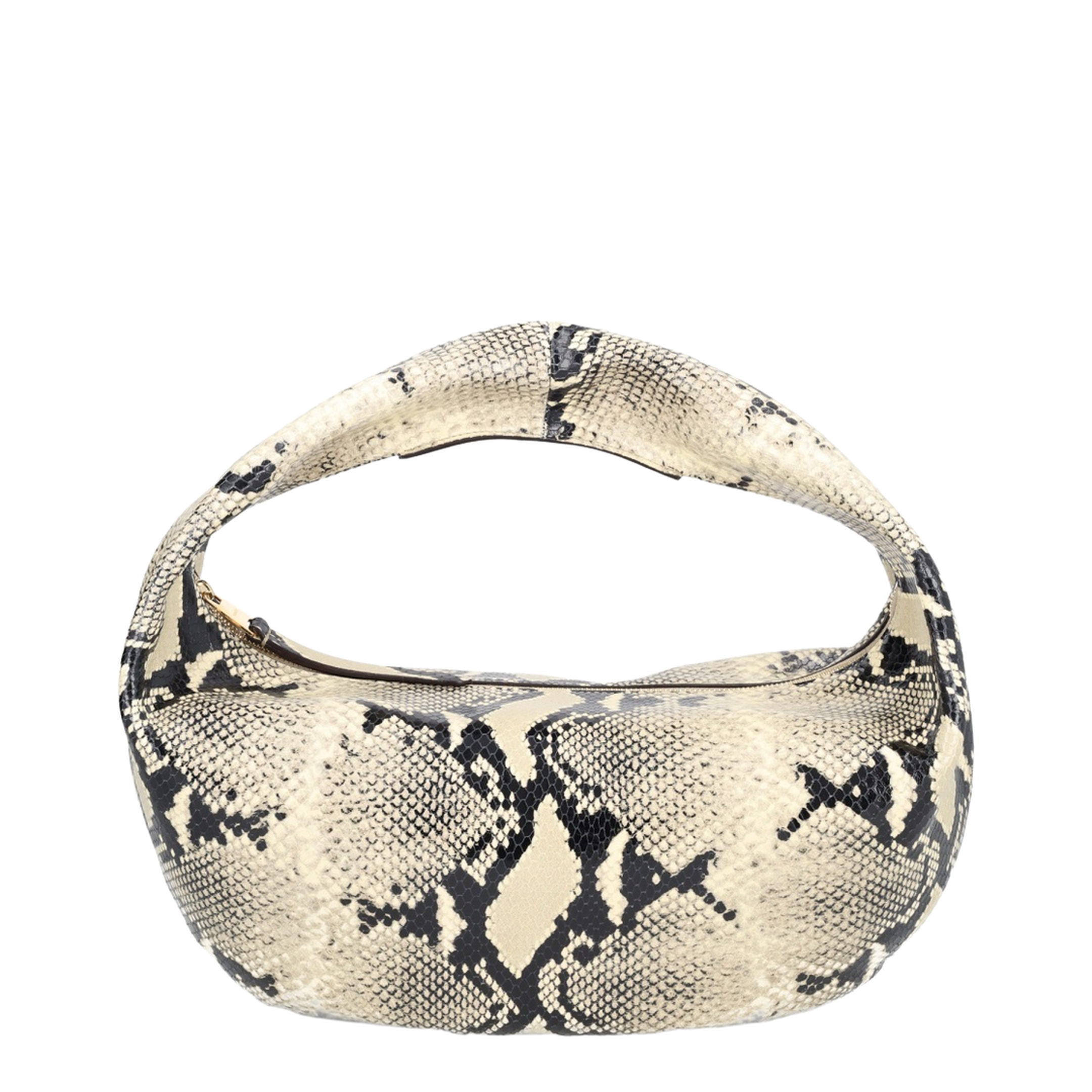 Medium Snake Leather Bag - Beige