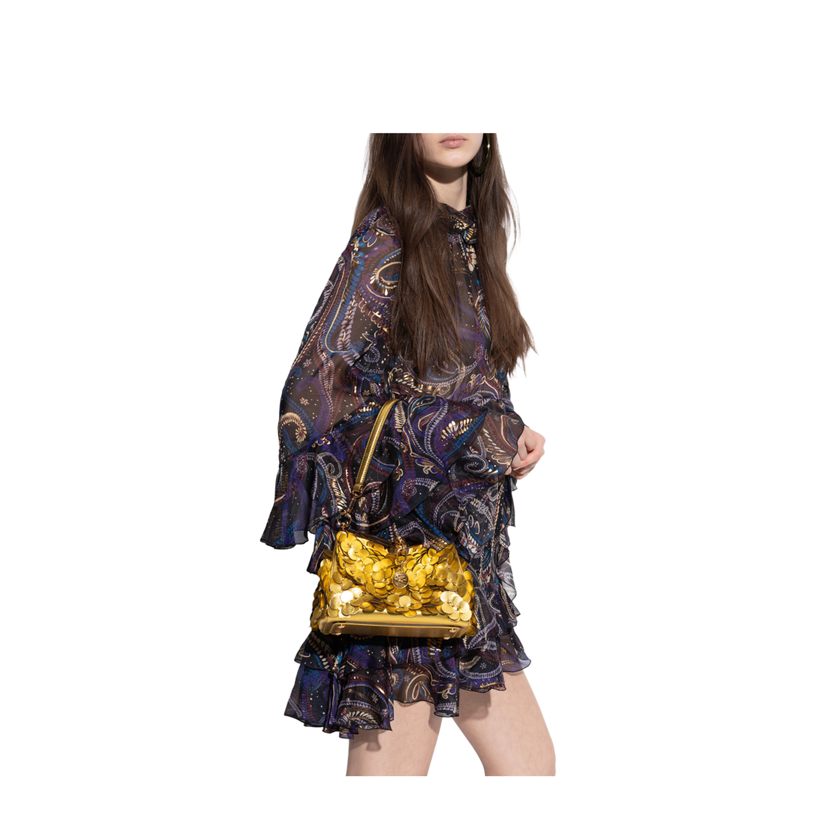 Small Leather Vela Bag with Laminated Sequins