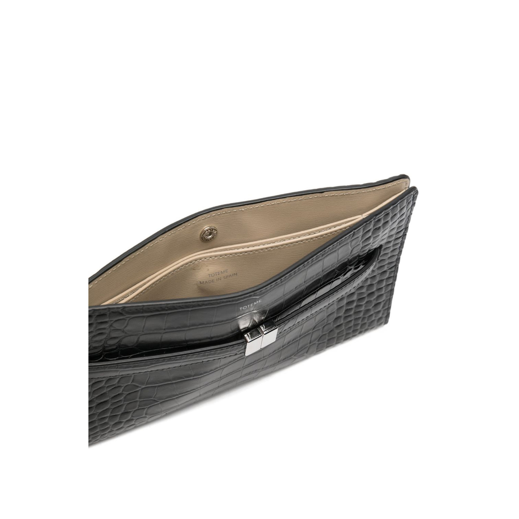 Croco-Embossed Leather Mini Crossbody Bag - Black