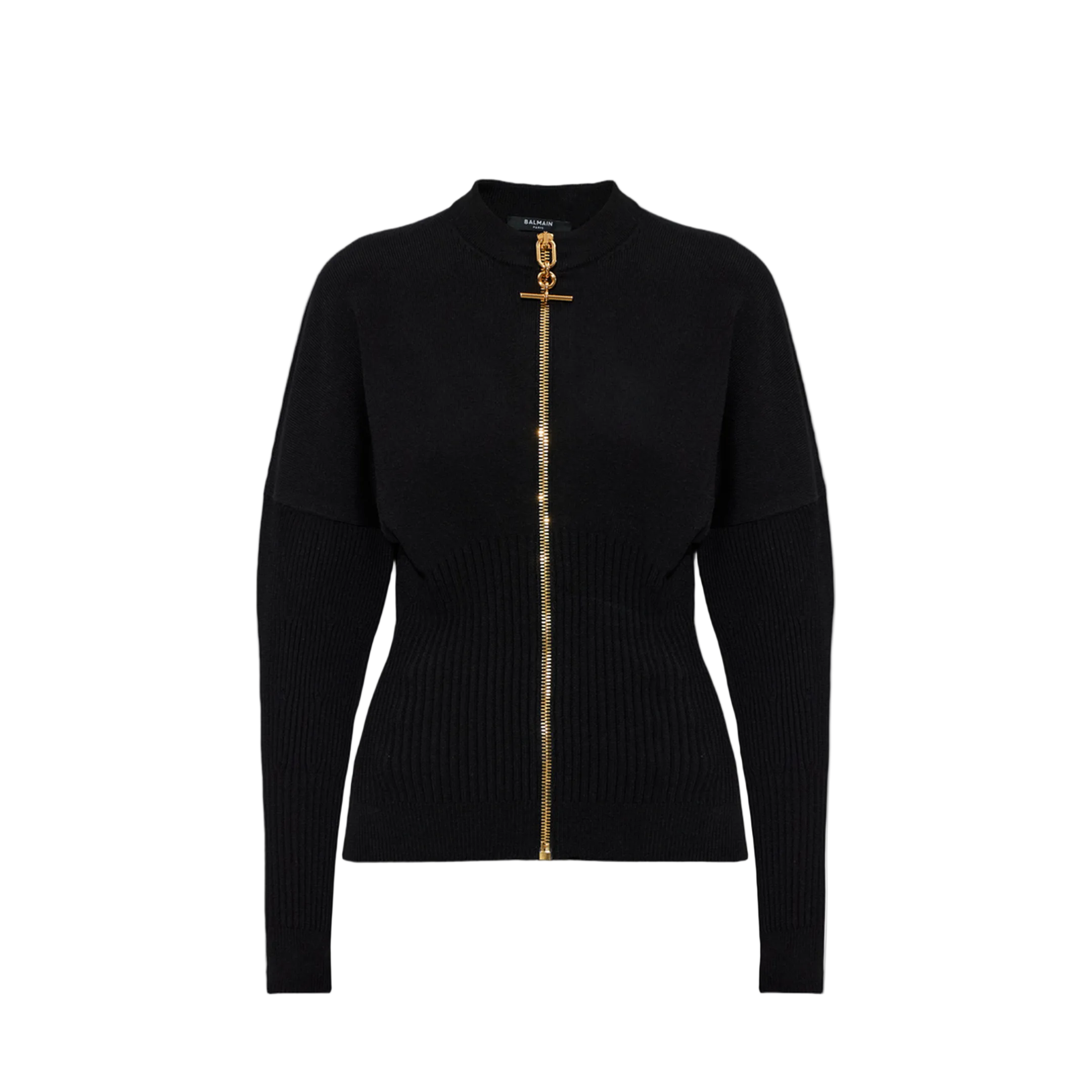 Zipped Knit Cardigan Black