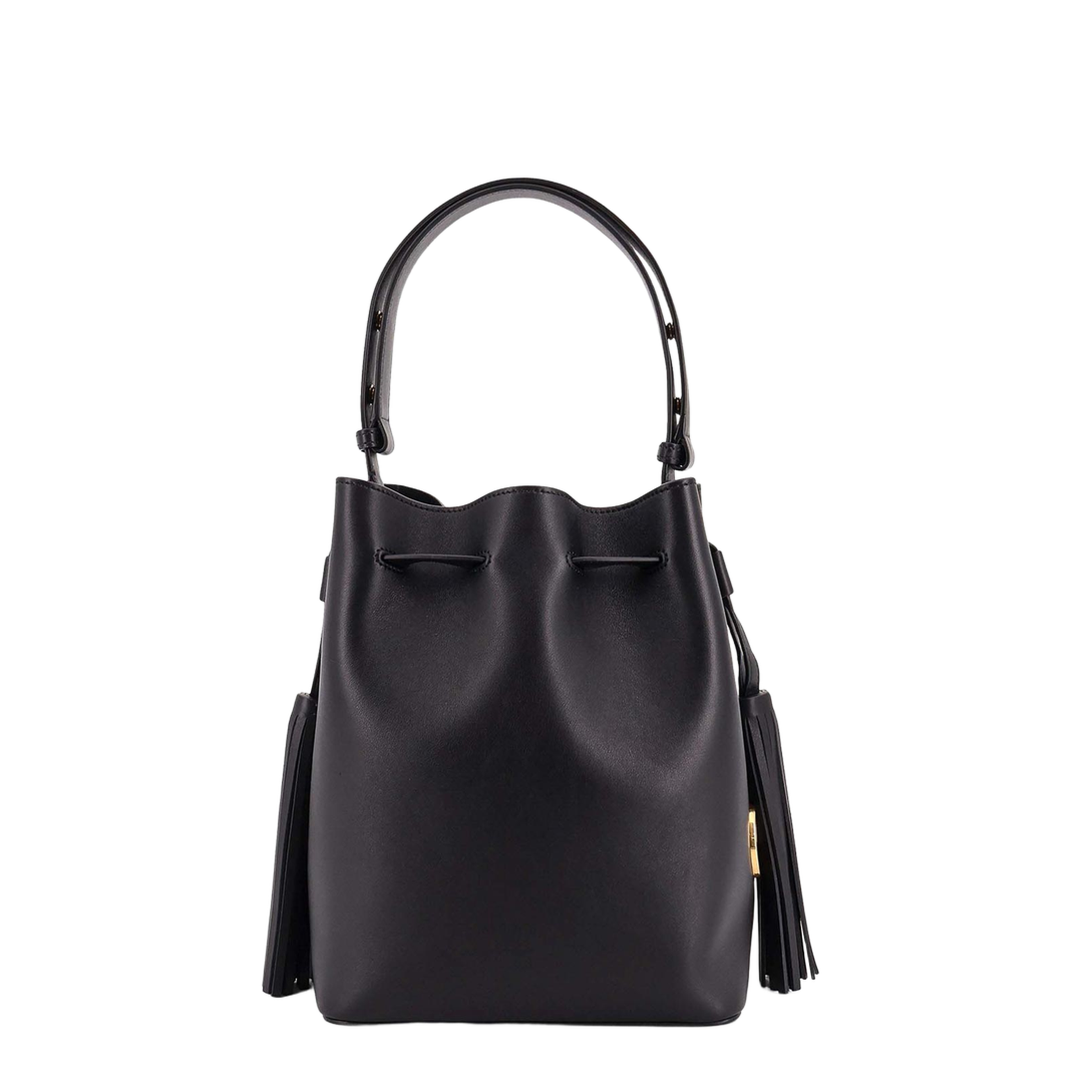 So Seau Leather Bucket Bag with Metal VLogo