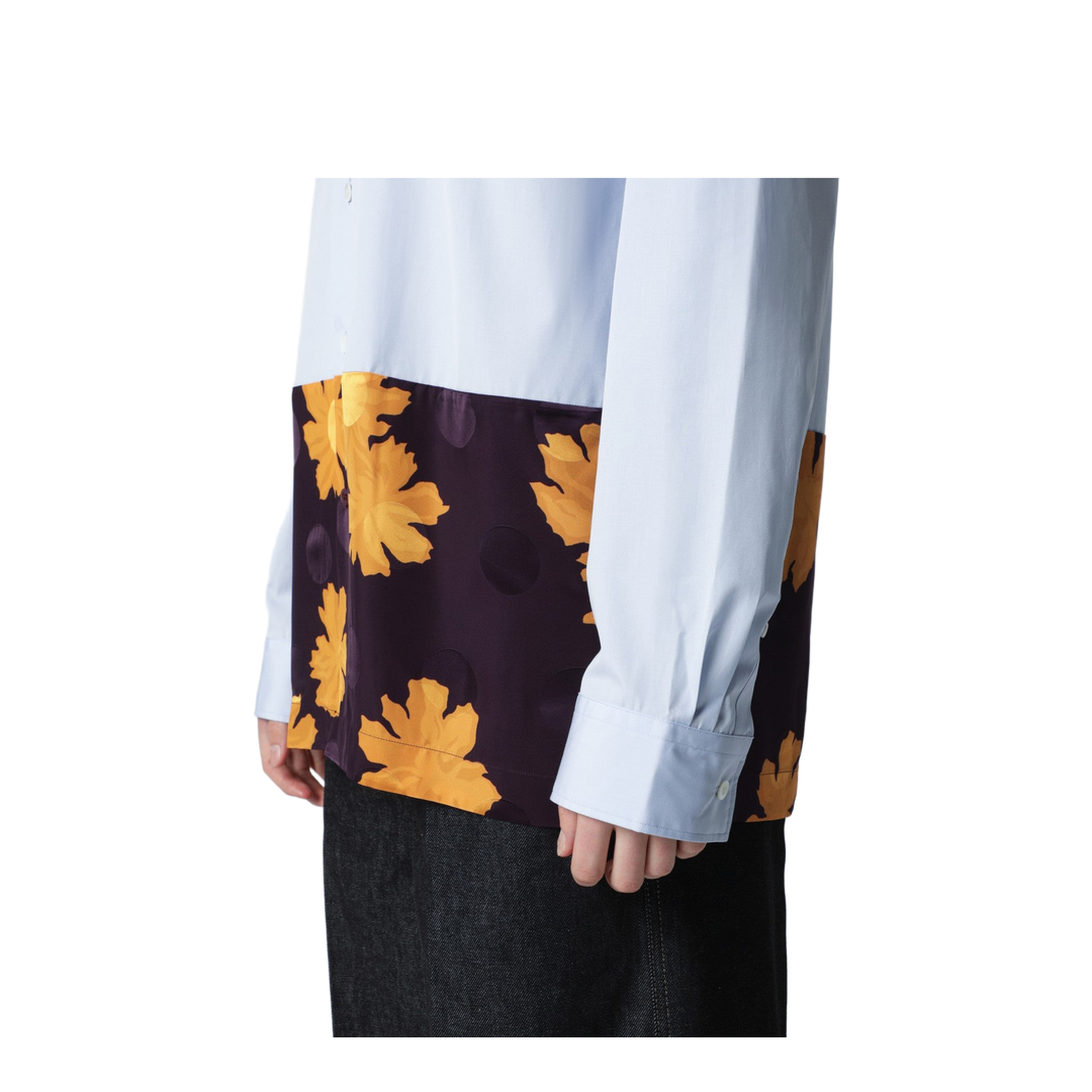 Light Blue Shirt with Floral Insert