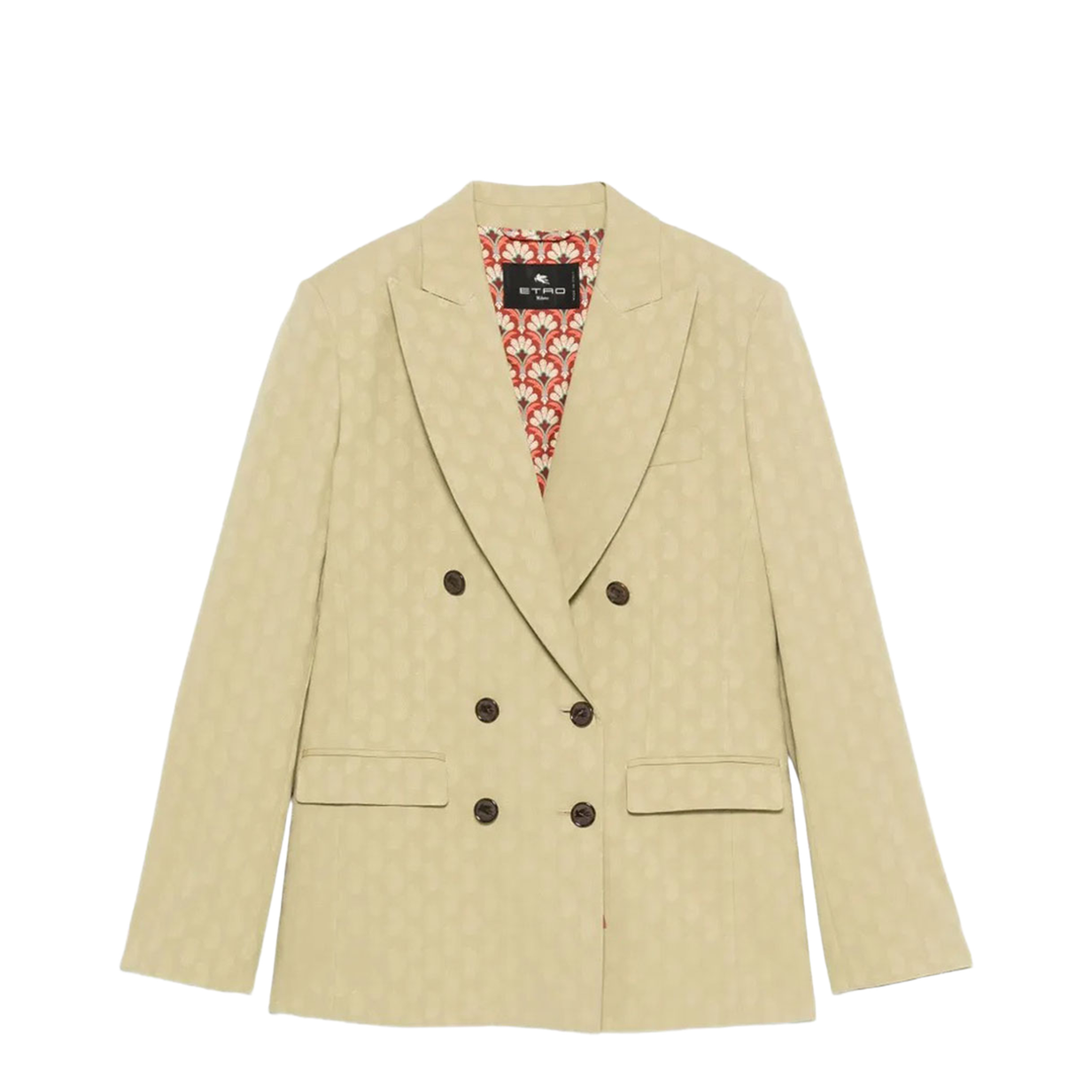 Double-breasted Fitted Paisley-motif Blazer