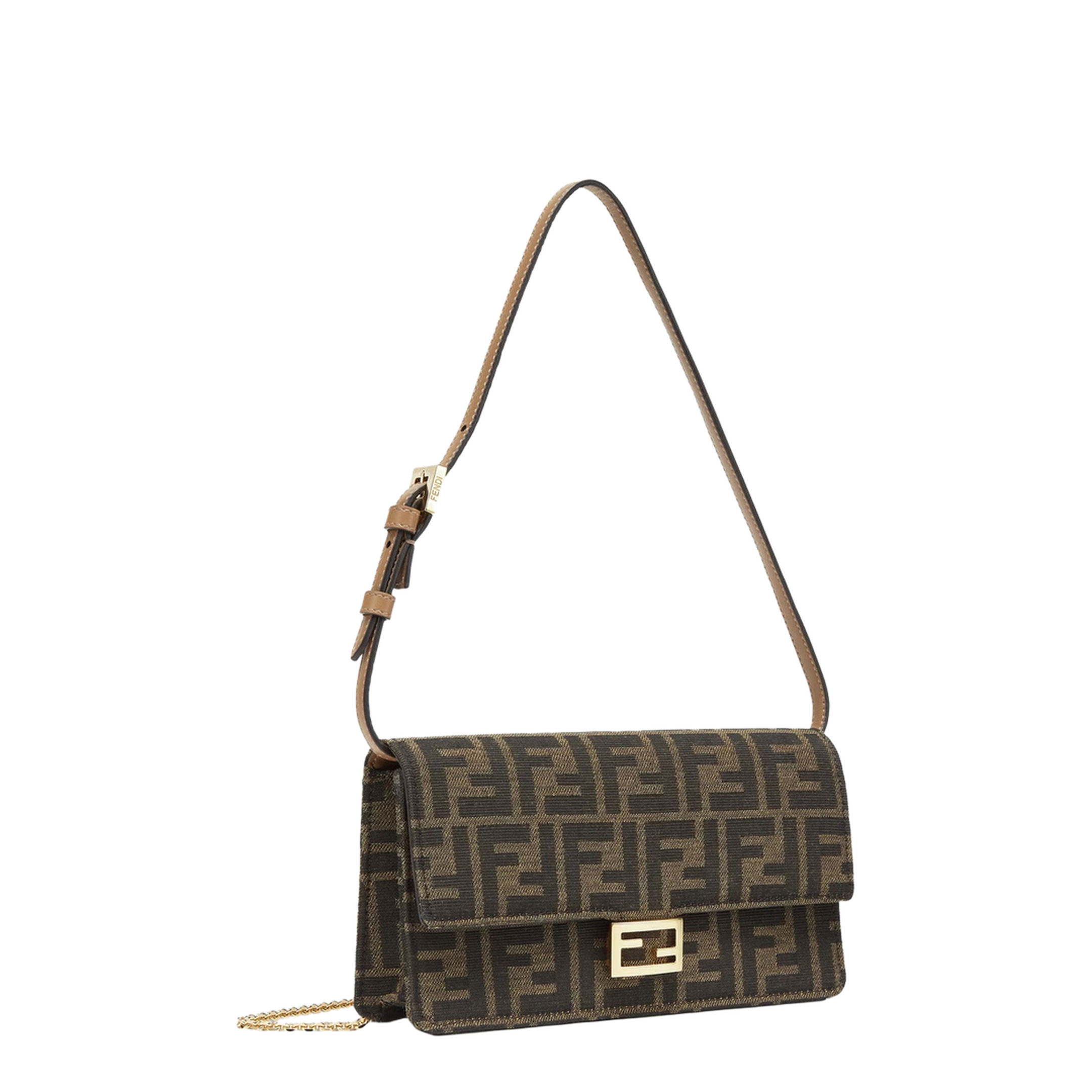 Baguette FF Jacquard Chain Wallet - Brown