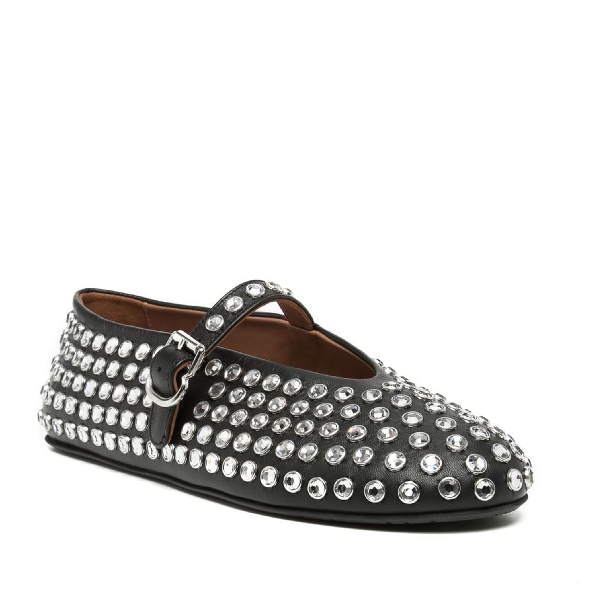 Noir Strass Lambskin Ballet Flats
