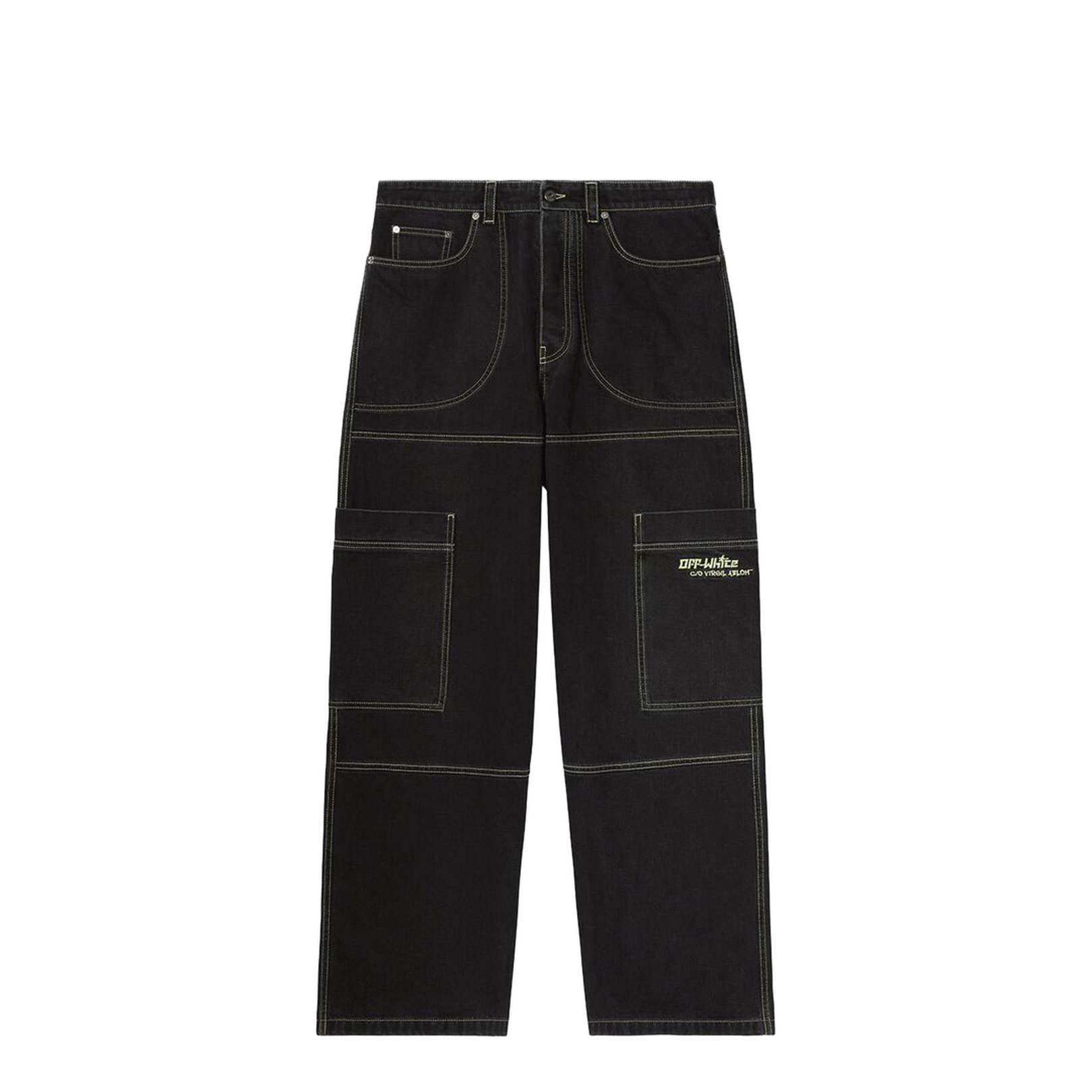 Irregular Denim Cargo Jeans in Black
