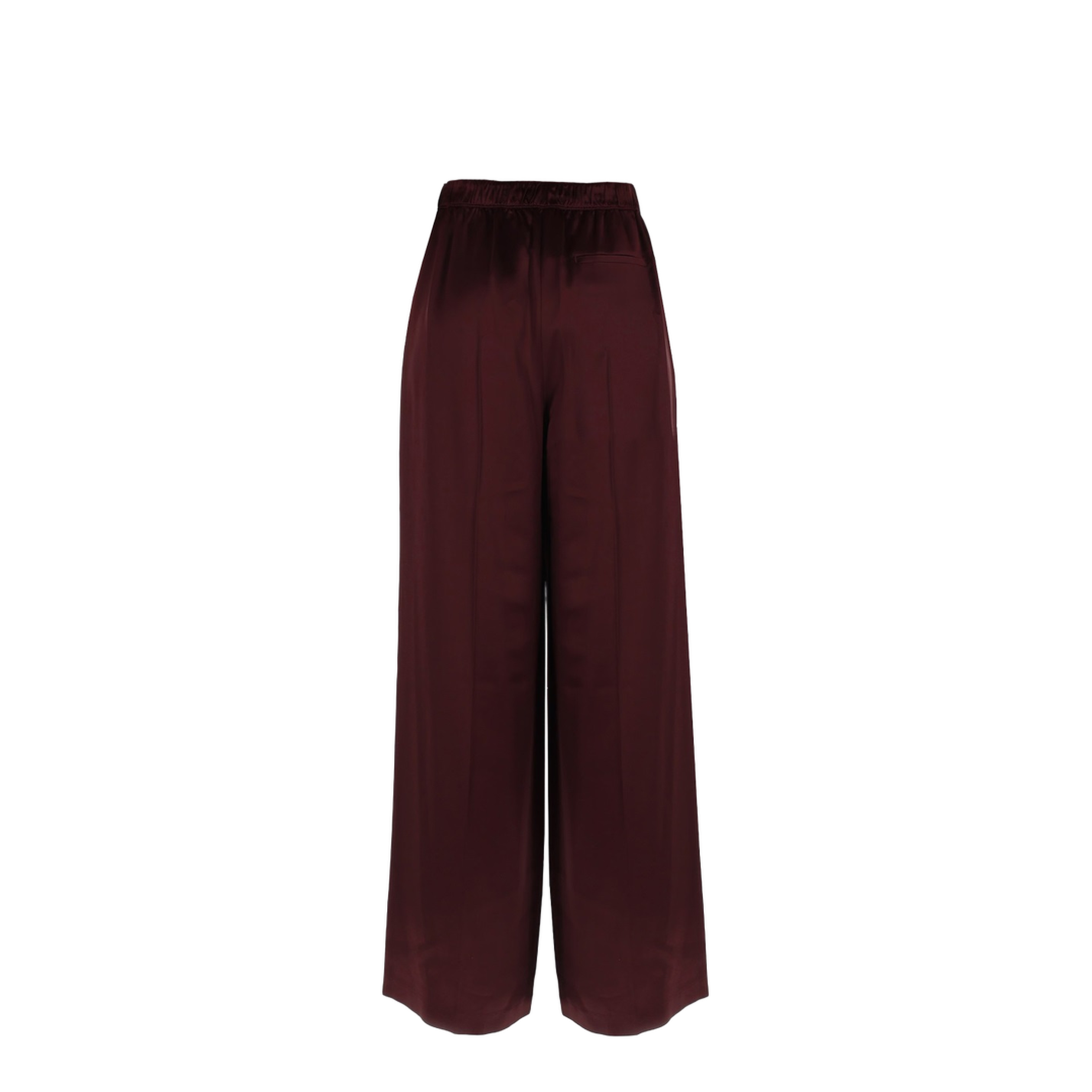 Burgundy Satin Wide-Leg Pants