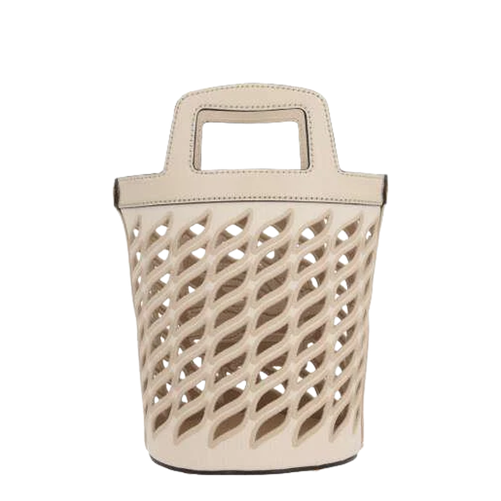 Ivory Canvas and Smooth Leather Bucket Bag