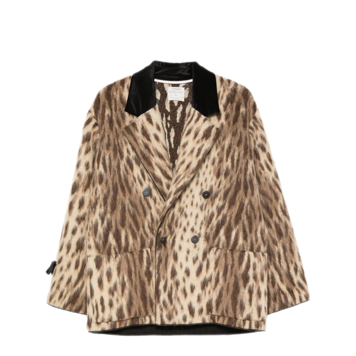 MAYFEYR - Forte Forte - Leopard Print Double Breasted Jacket - 15303MYCOATGOLD