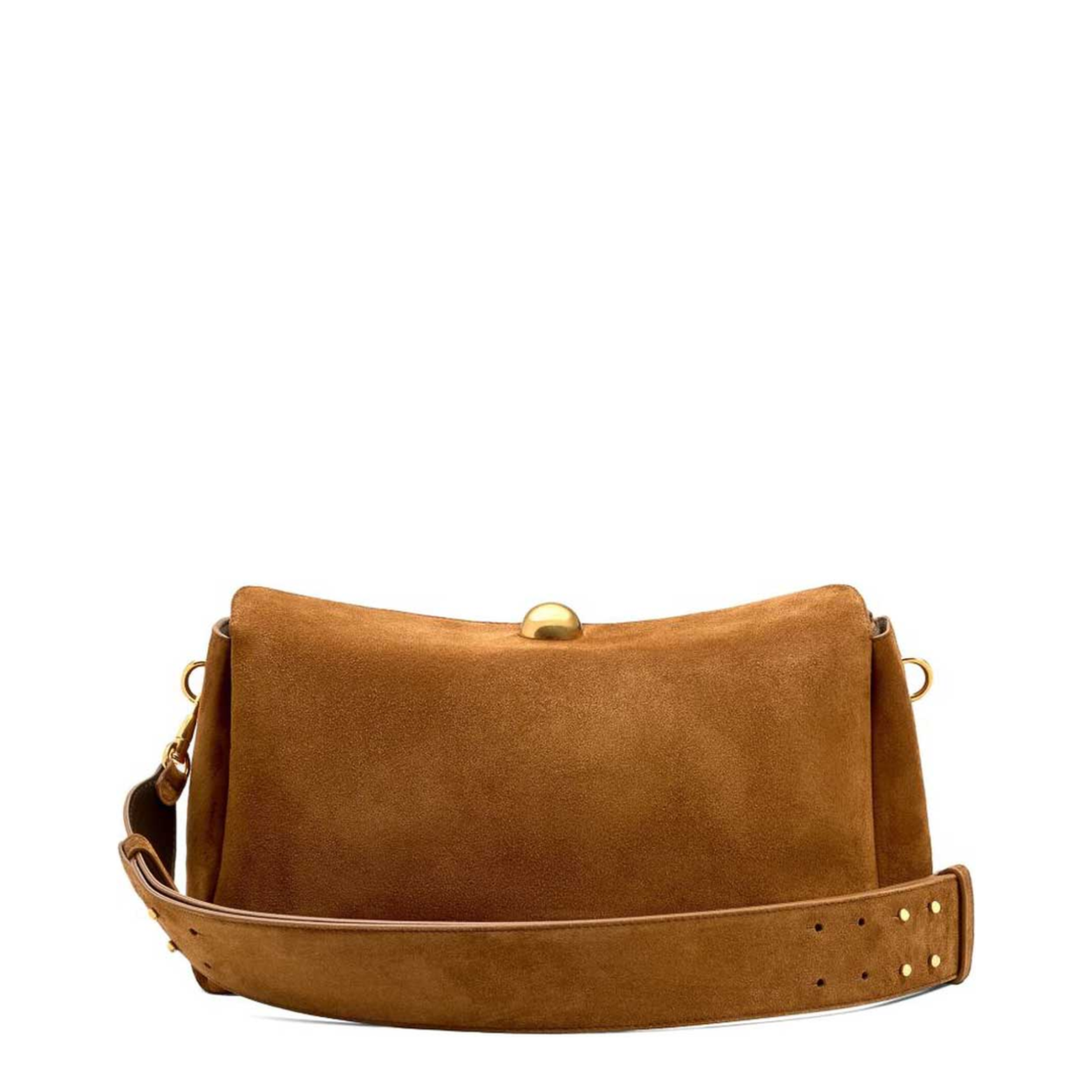 Hazelnut Brown Suede Leather Carrousel Medium Bag