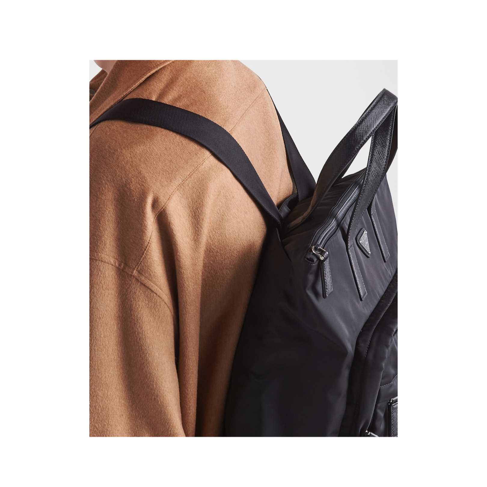 Re-Nylon and Saffiano Leather Tote Bag