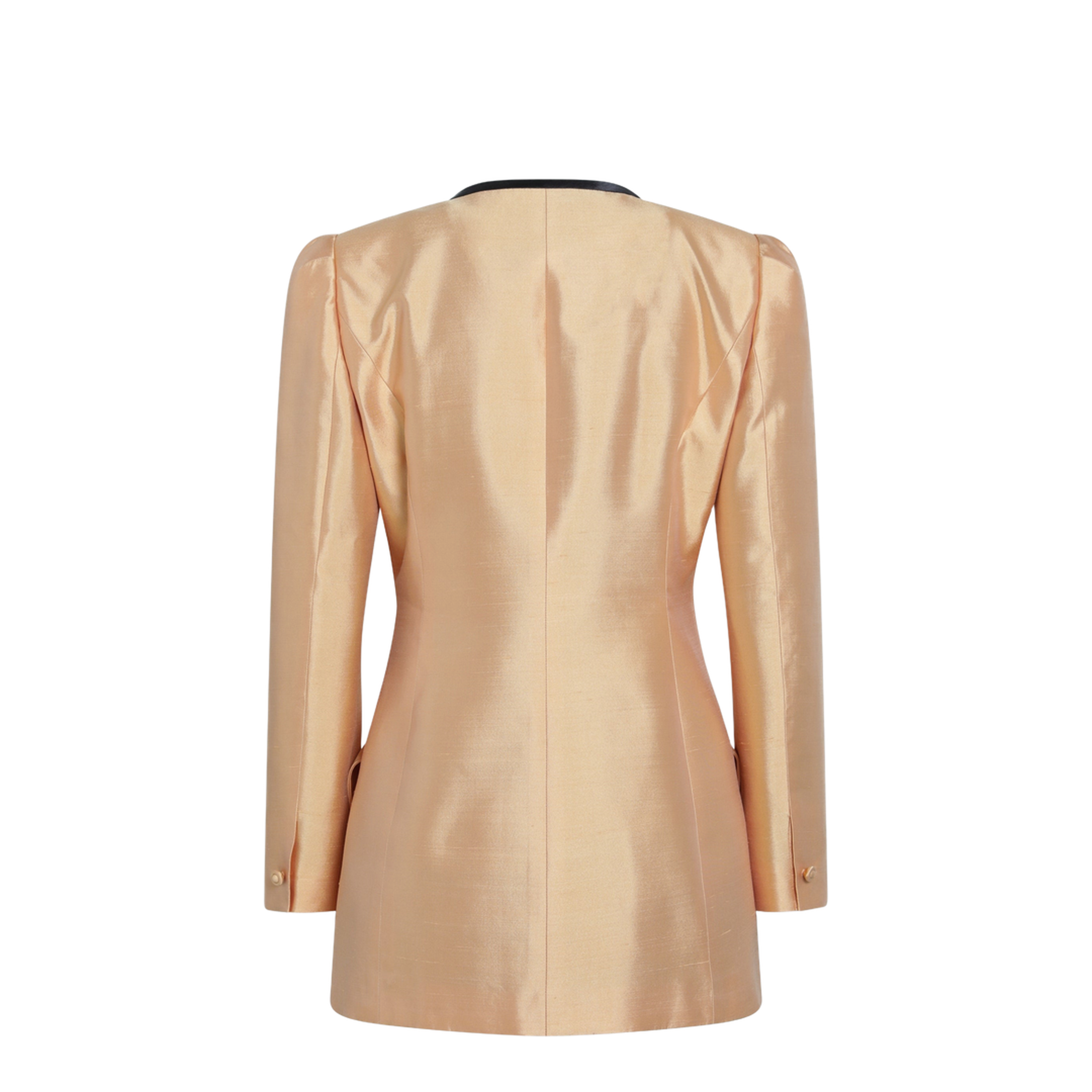 MAYFEYR - Valentino - Pea Coat In Shantung In Melon/Black - 8B0CJ4509F3F8E