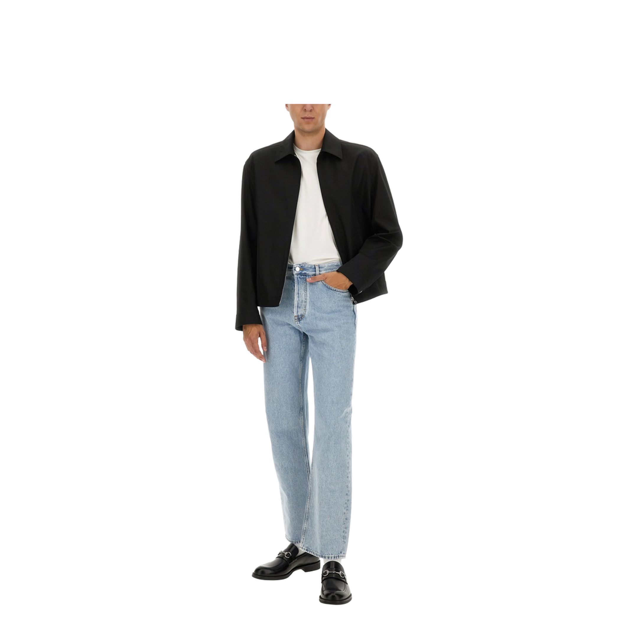 Washed Denim Pant with Insert in Light Blue