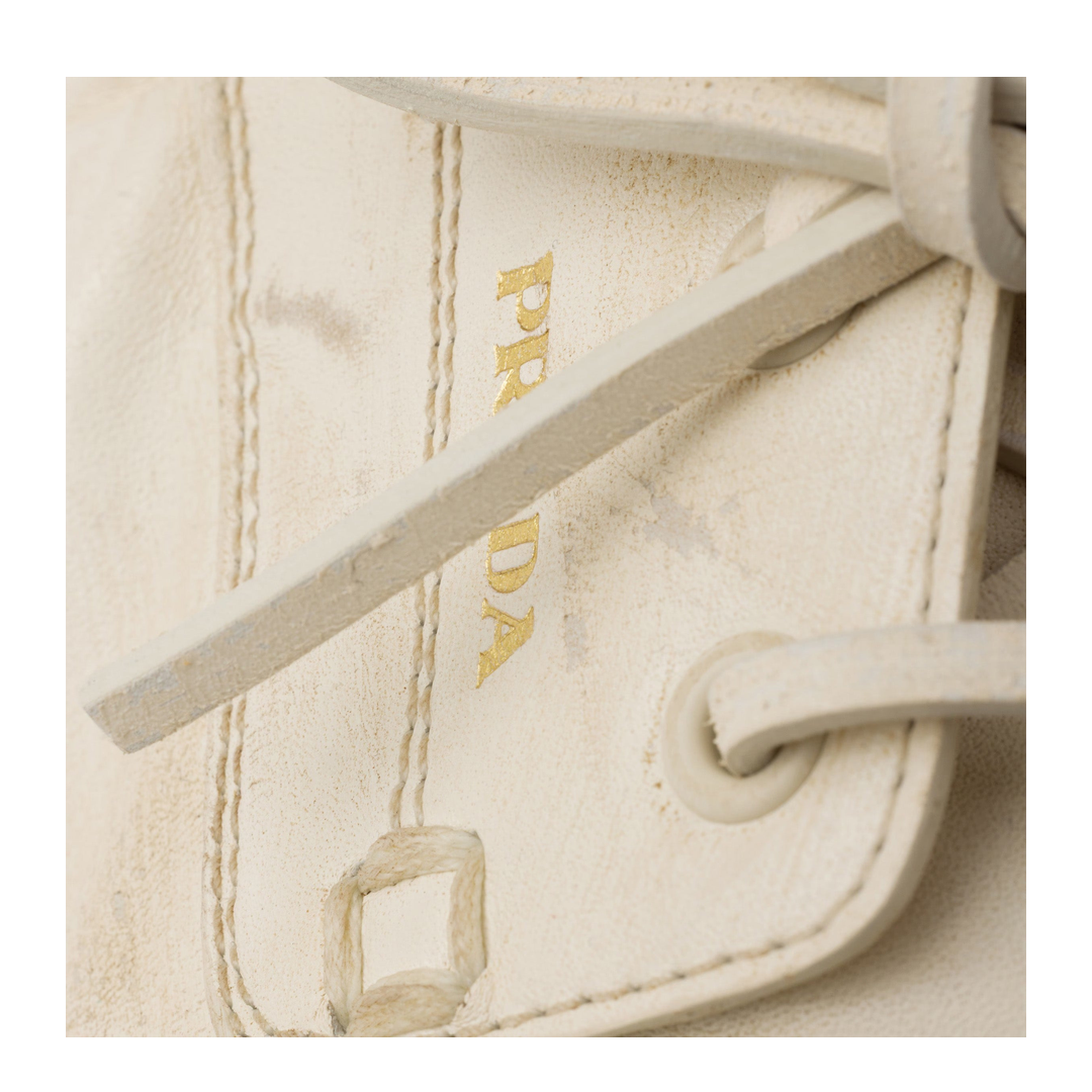 MAYFEYR - Prada - Shuffle Boat Loafers In Antique-Effect Leather, Talc Color - 1E434O005070F0K74