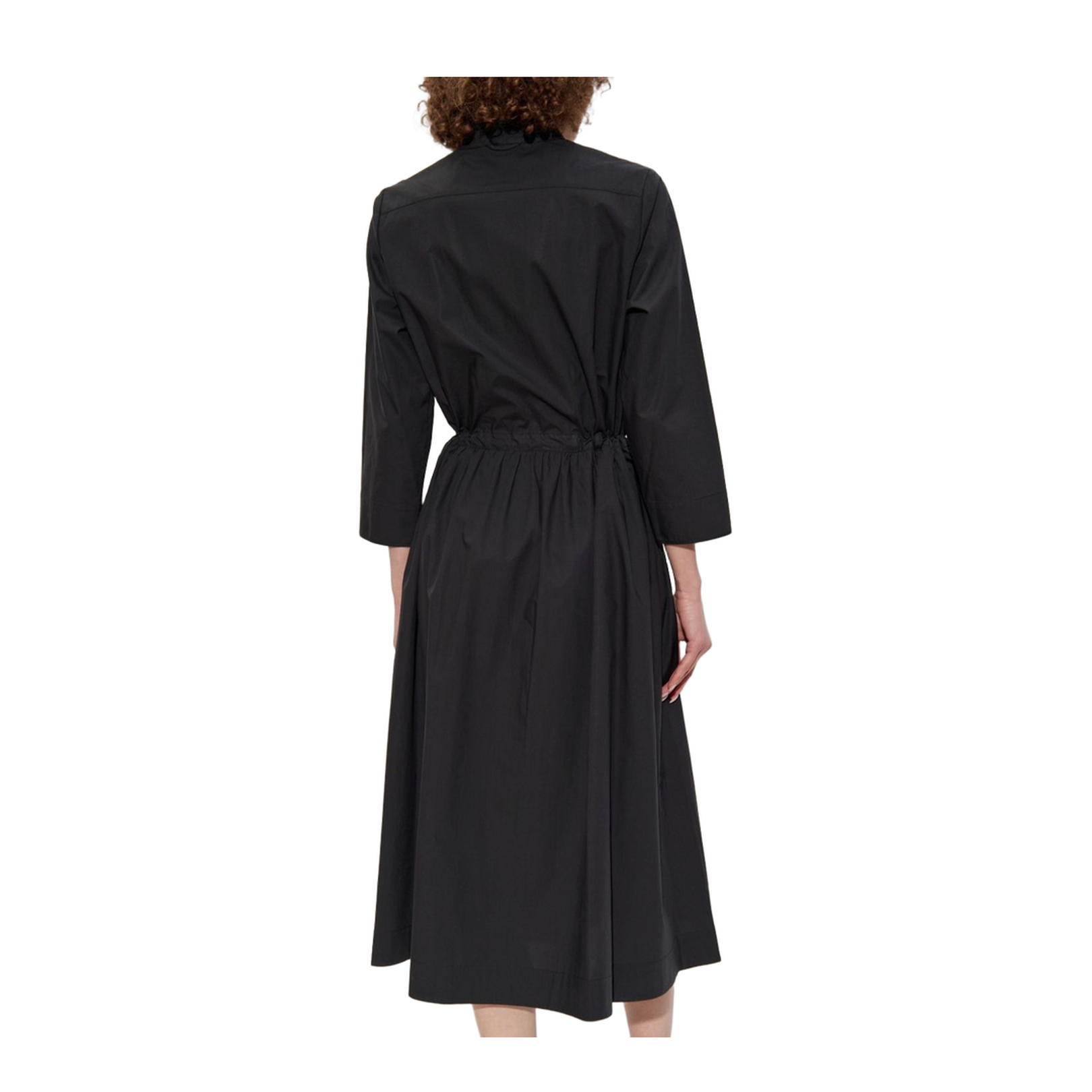 Black Cotton Dress with Belt