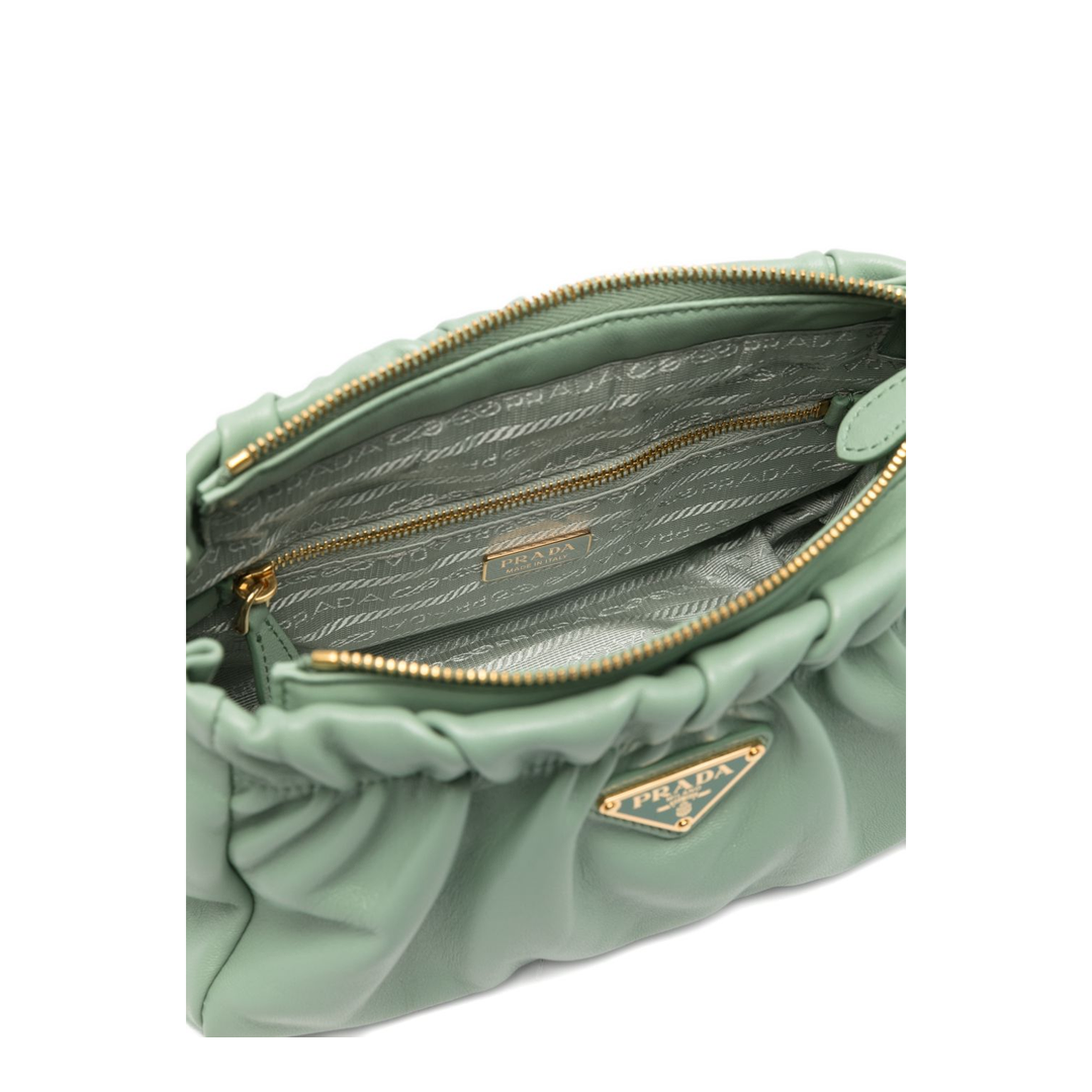 Gathered Nappa Handbag - Acquamarina