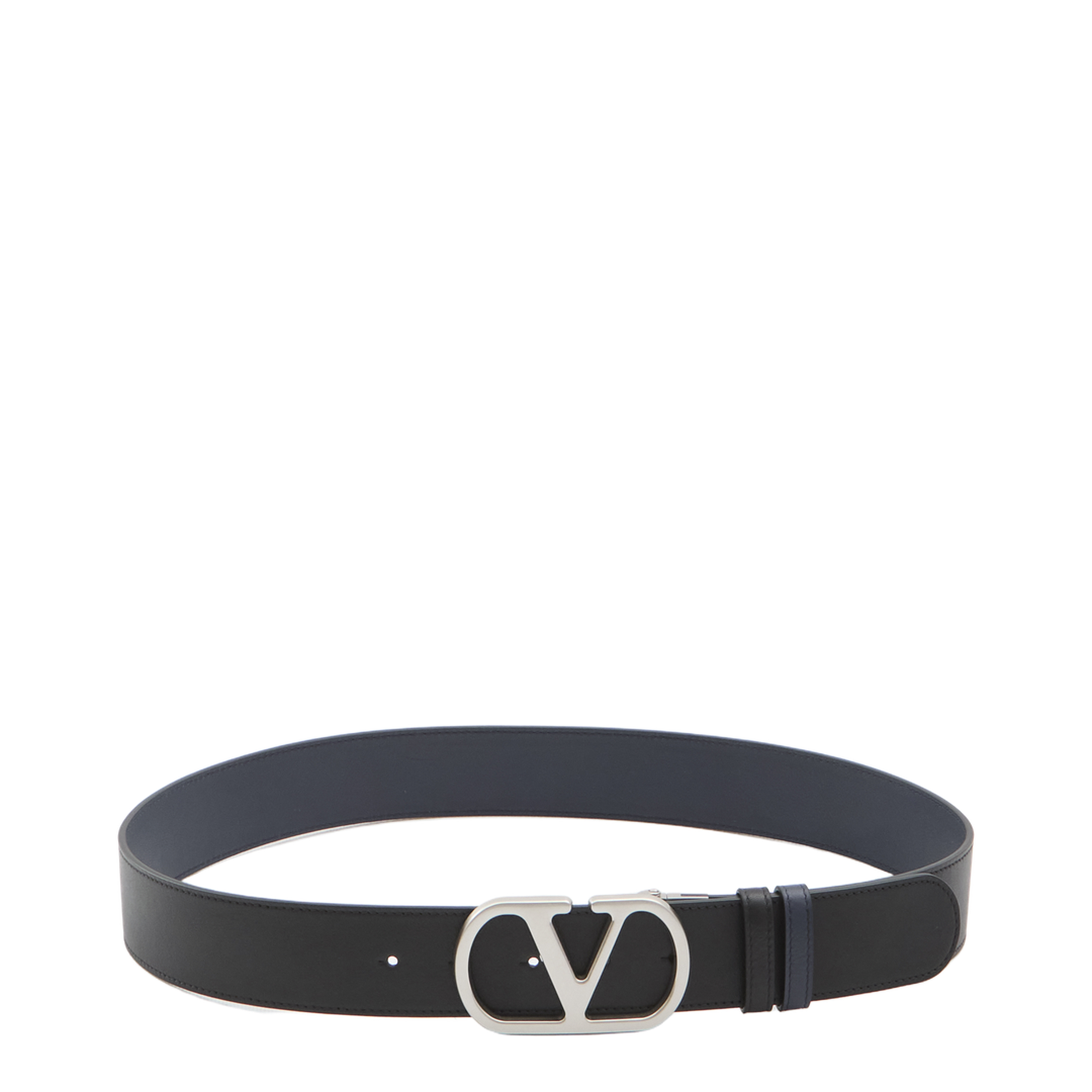 Black Belt with VLogo Buckle in Leather