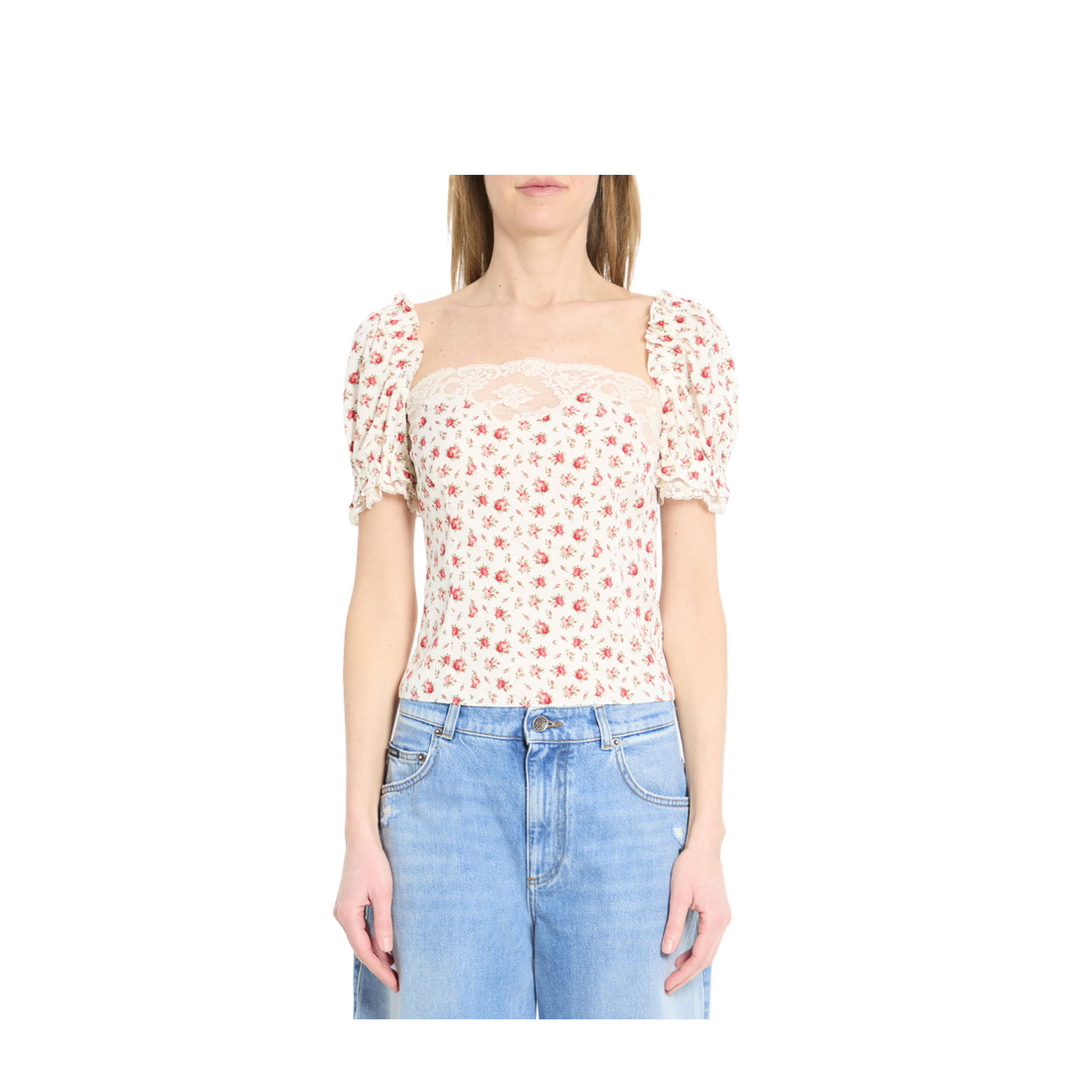 Charmeuse Top with Rose Print