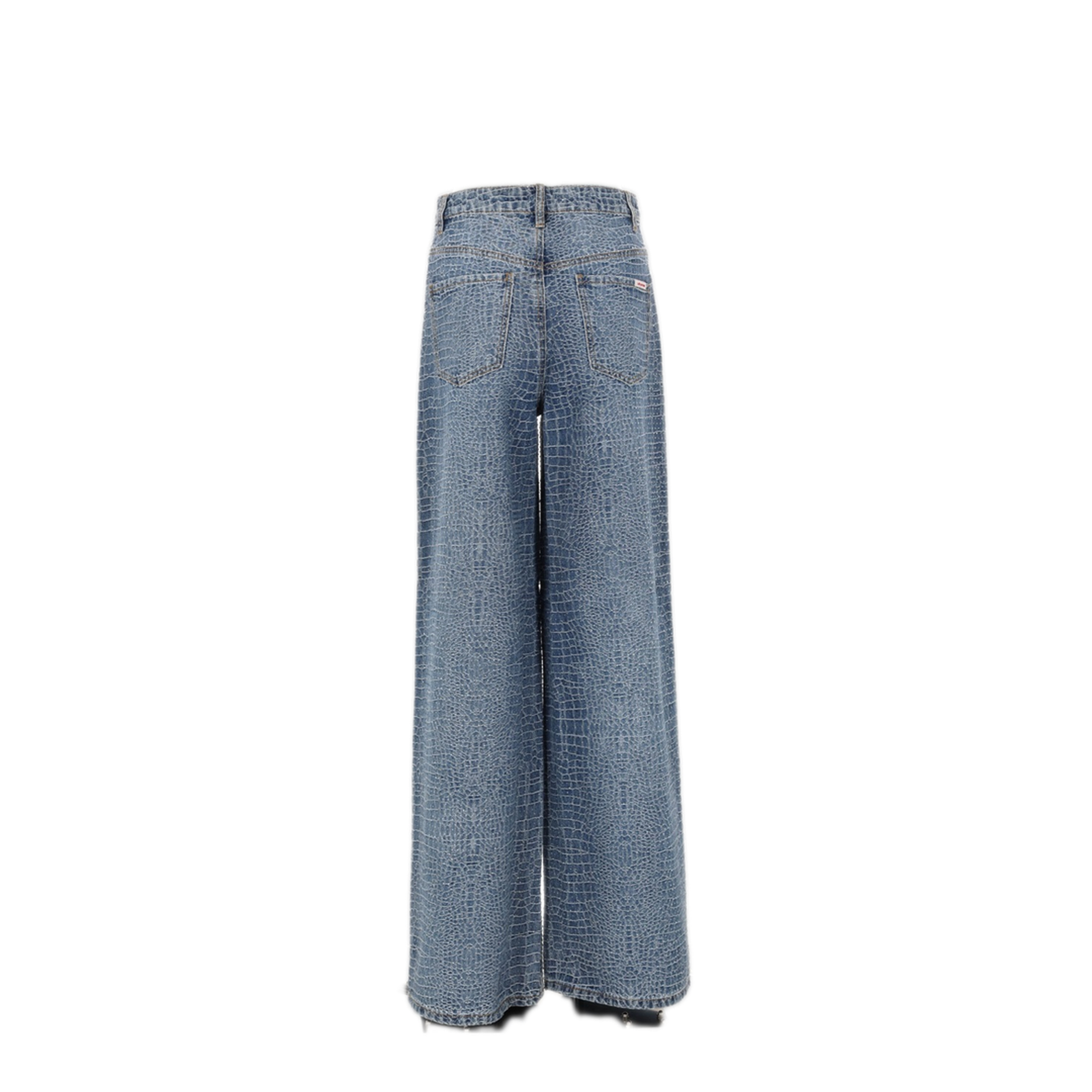 MAYFEYR - Self Portrait - Wide Leg Jeans With Crocodile Effect - SS26804PABLBLUE