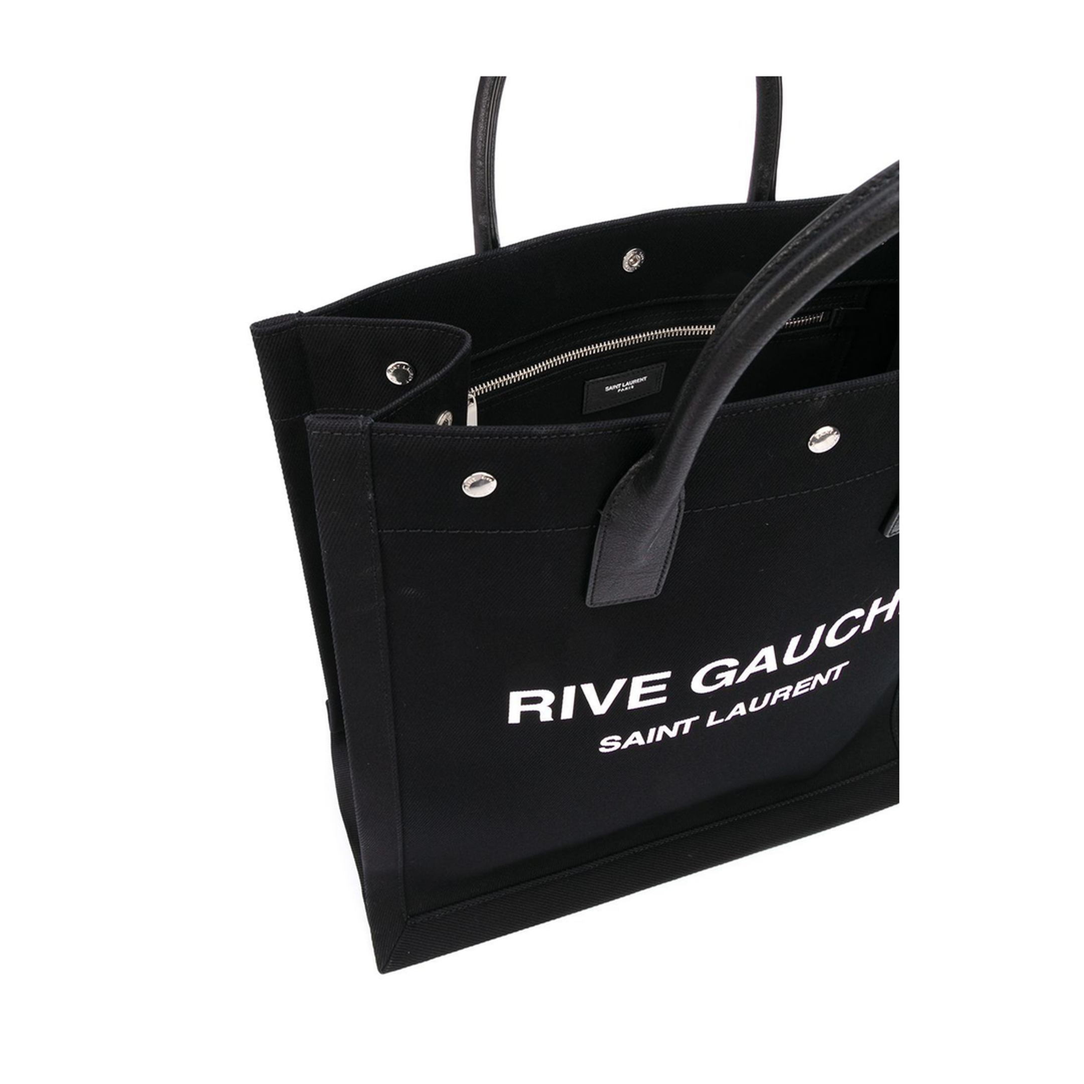 Rive Gauche North/South Tote Bag In Printed Canvas And Leather