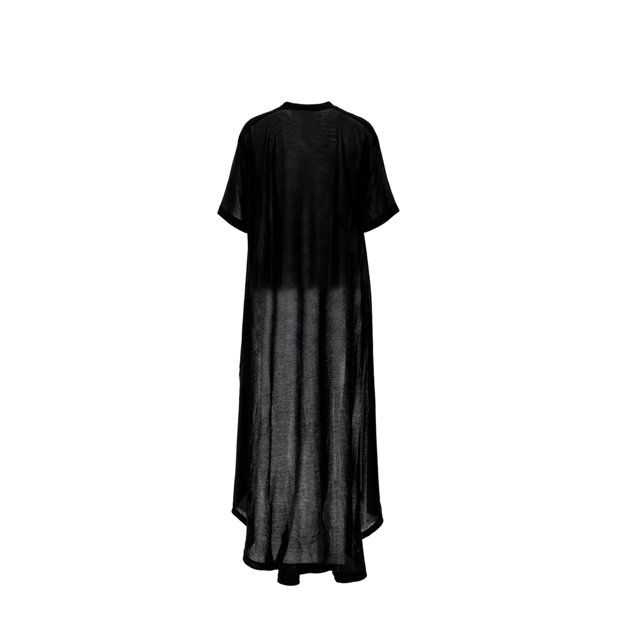 Black Maxi Train T-Shirt in Cotton Jersey